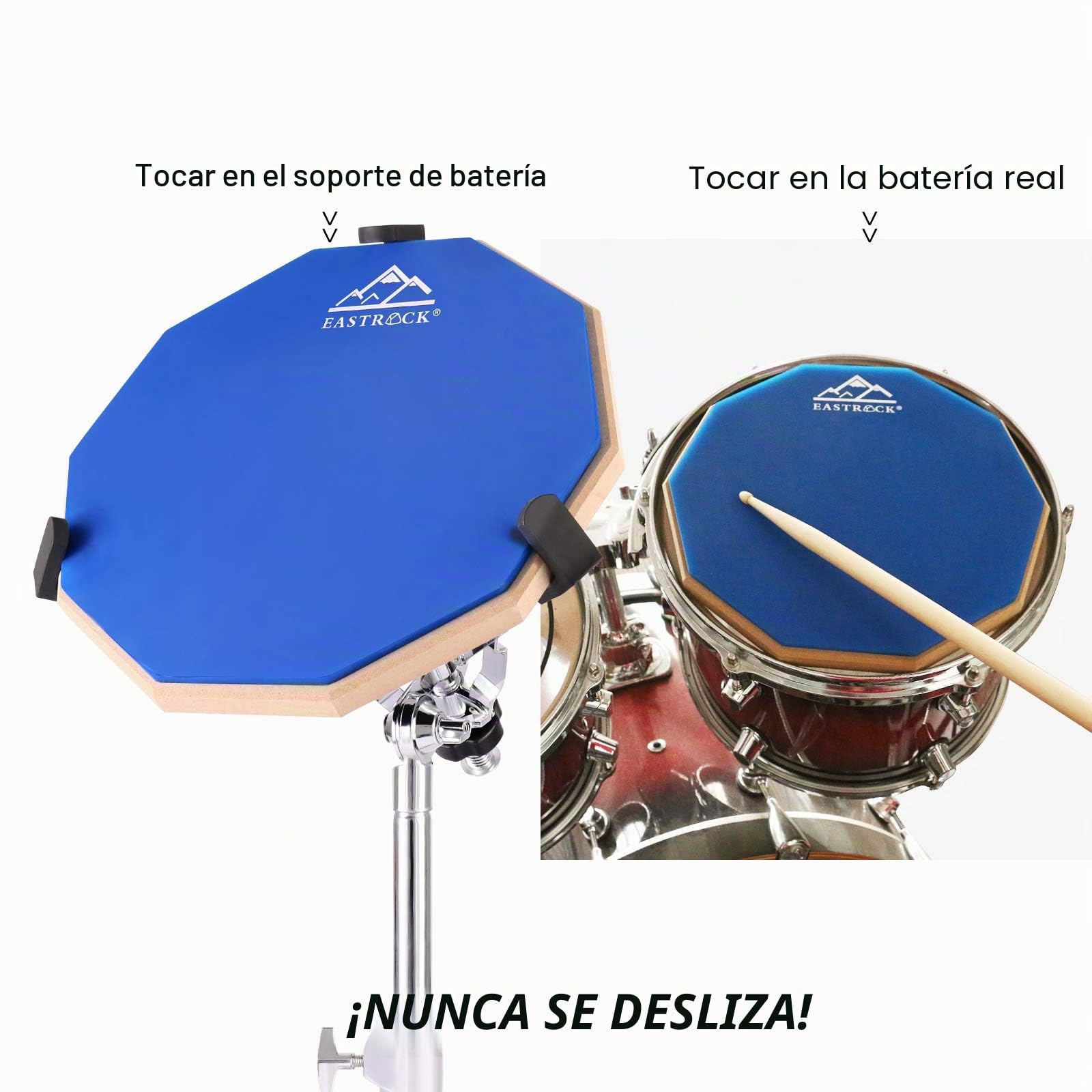 EASTROCK Pad para Práctica de Doble Superficie con Baquetas de Batería Drum Pad Silencioso 28 cm con Bolsa de Transporte,11 Pulgadas Almohadilla De Tambor Silenciosa(Azul))