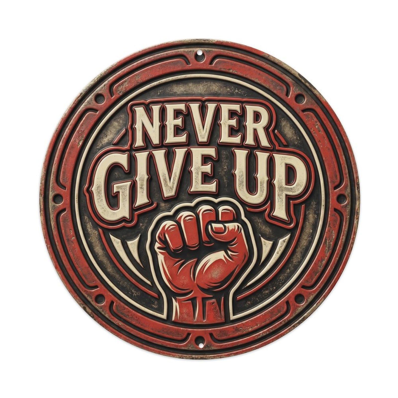 Never Give Up Nostalgic Indoor Display Retro Slogans Metal Tin Sign