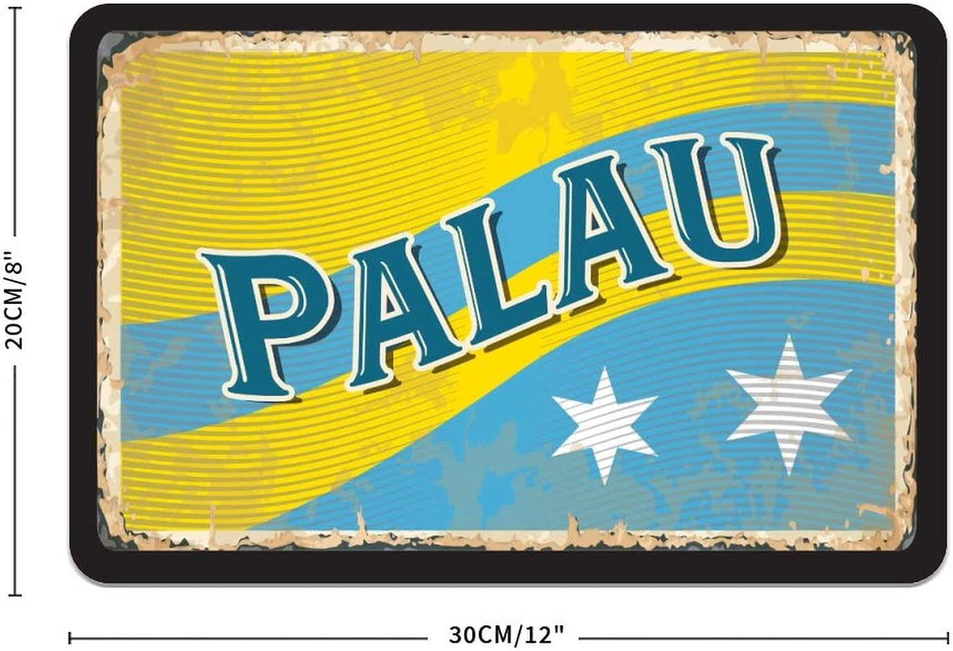 Palau Flag Metal Sign Rust Country Souvenir Custom Palau National Flag Tin Signs Decor for Home Gate Garden Bars Cafes Office Pubs Club 8x12 Personalized Rustic Shabby Popular Flags Gifts image 3