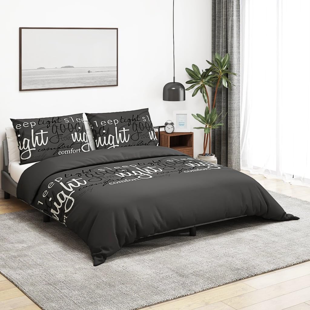 Housse de couette 200x200 en coton noir supérieur pour lit double élégant