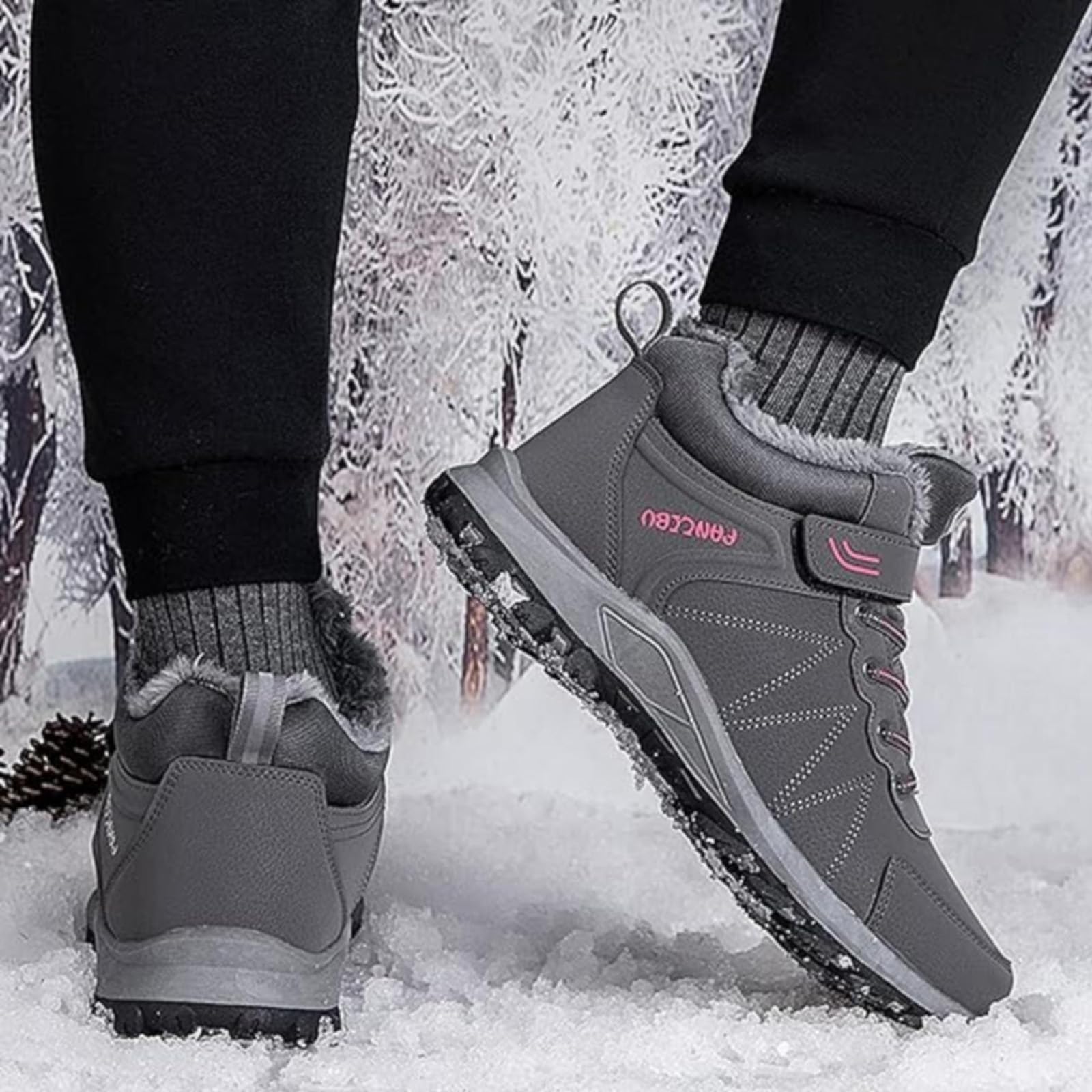 Bottes de Neige Femme Chaude Fourrées Bottes Hiver Femmes Imperméable Chaussures de Randonnée Femme Antidérapant