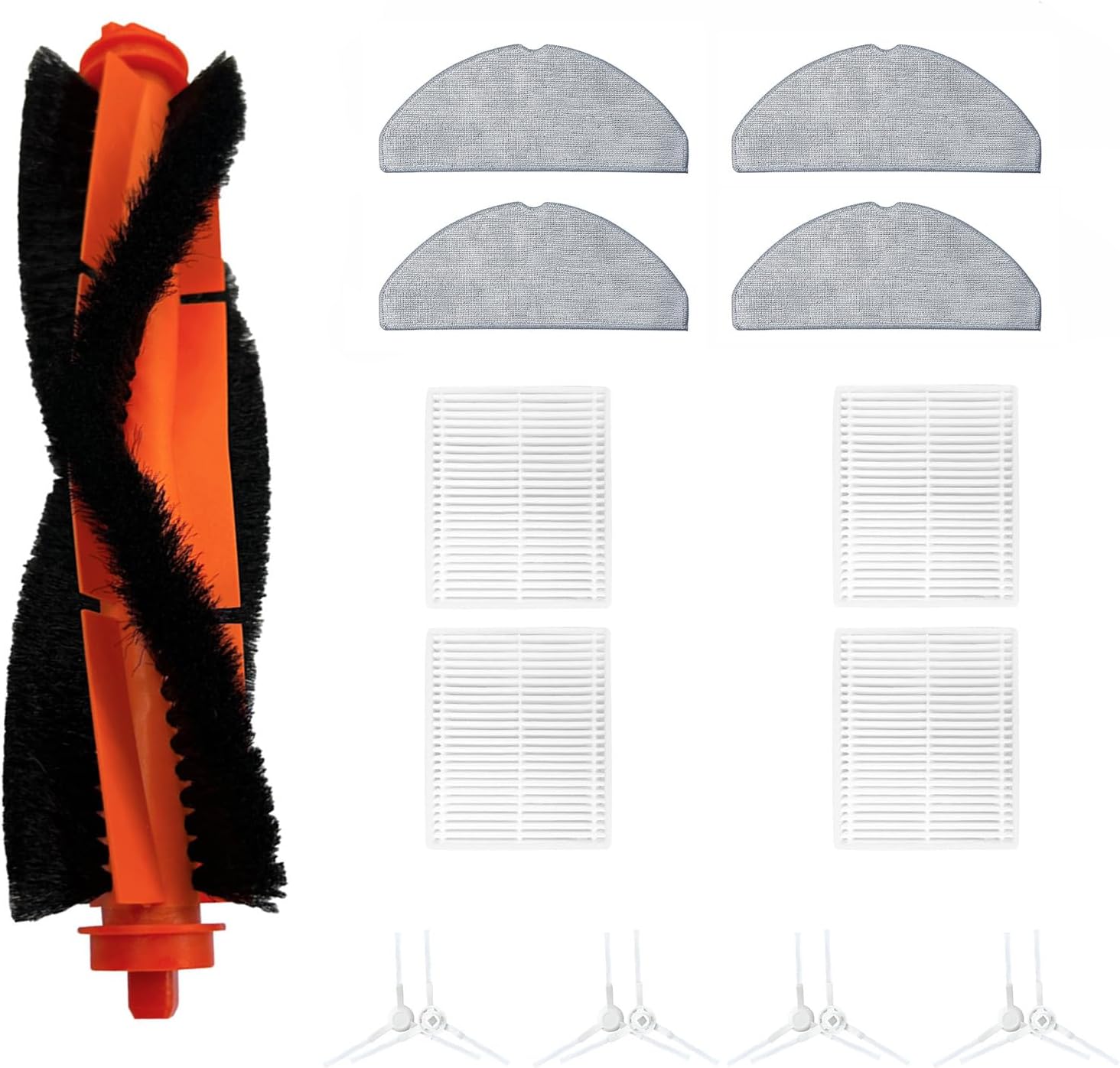 Accessories Kit for Xiaomi Mijia 3C Robotic Vacuum Cleaner, 1 Main Brush 8 Side Brush 4 Filter 4 Mop Cloth