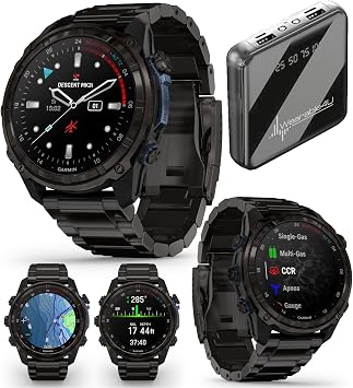Garmin Descent Mk3 & Mk3i 51 mm & 43 mm, Titanium Dive Computer - Extra-Long Strap | Up to 25 Days Battery Life, AMOLED Display, GPS Smartwatch & Gift Bundle 010-02752-13