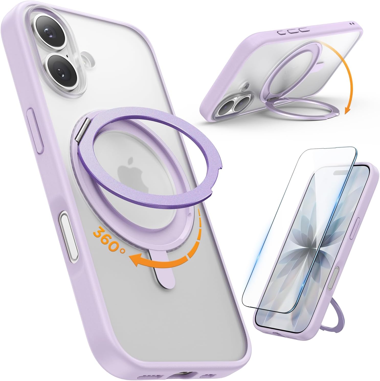 SURPHY Magnetyczne etui do iPhone 17 z niewidoczną podstawką 360°, odporne na wstrząsy etui na iPhone 17 6,3\