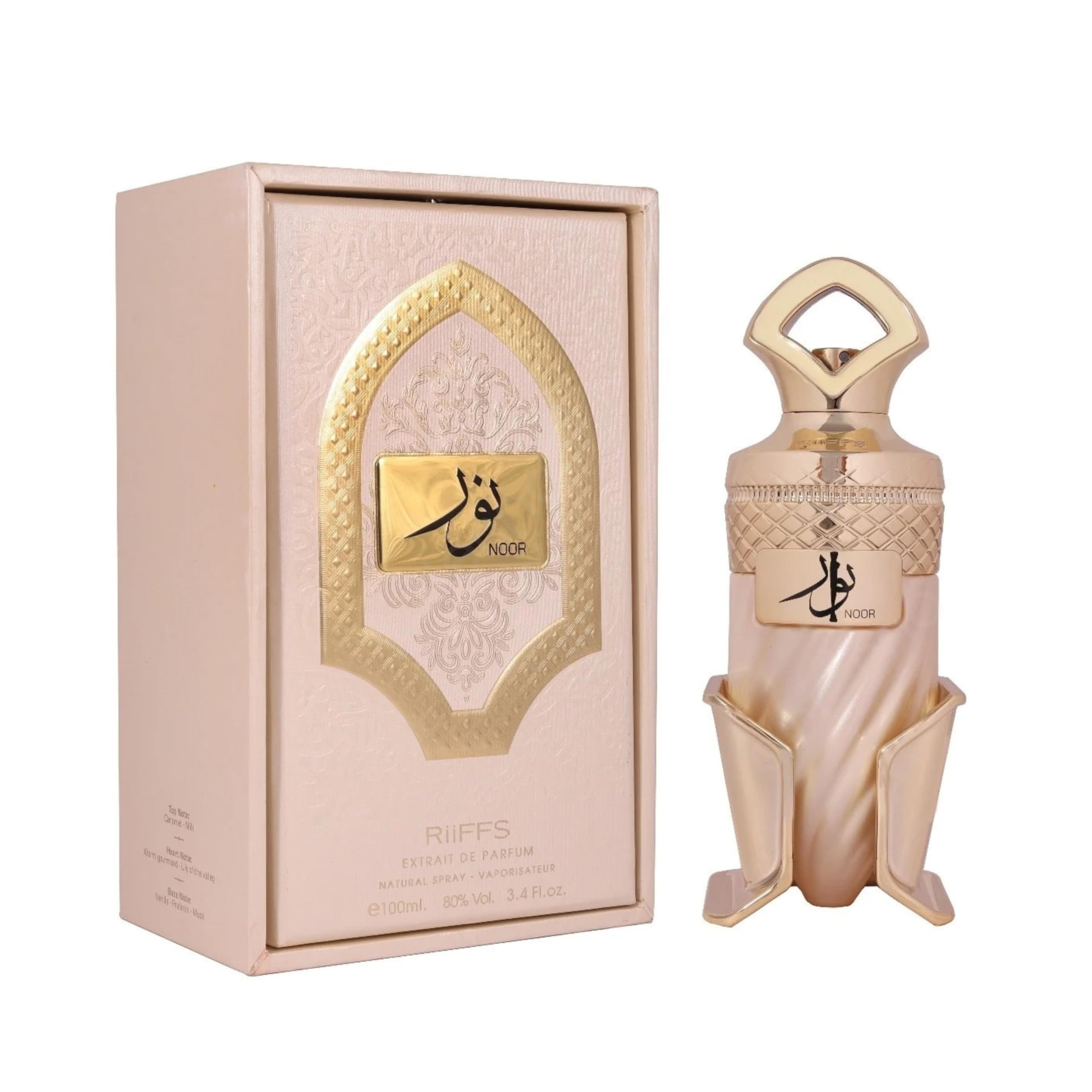 Riiffs Noor Parfüm Eau de Parfum 100 ml Damen I Süß Gourmand Duft mit Karamell & Vanille I Cremig warm blumig Moschus Parfum I Arabischer Duft langanhaltend I Edles Geschenk orientalischer Damenduft