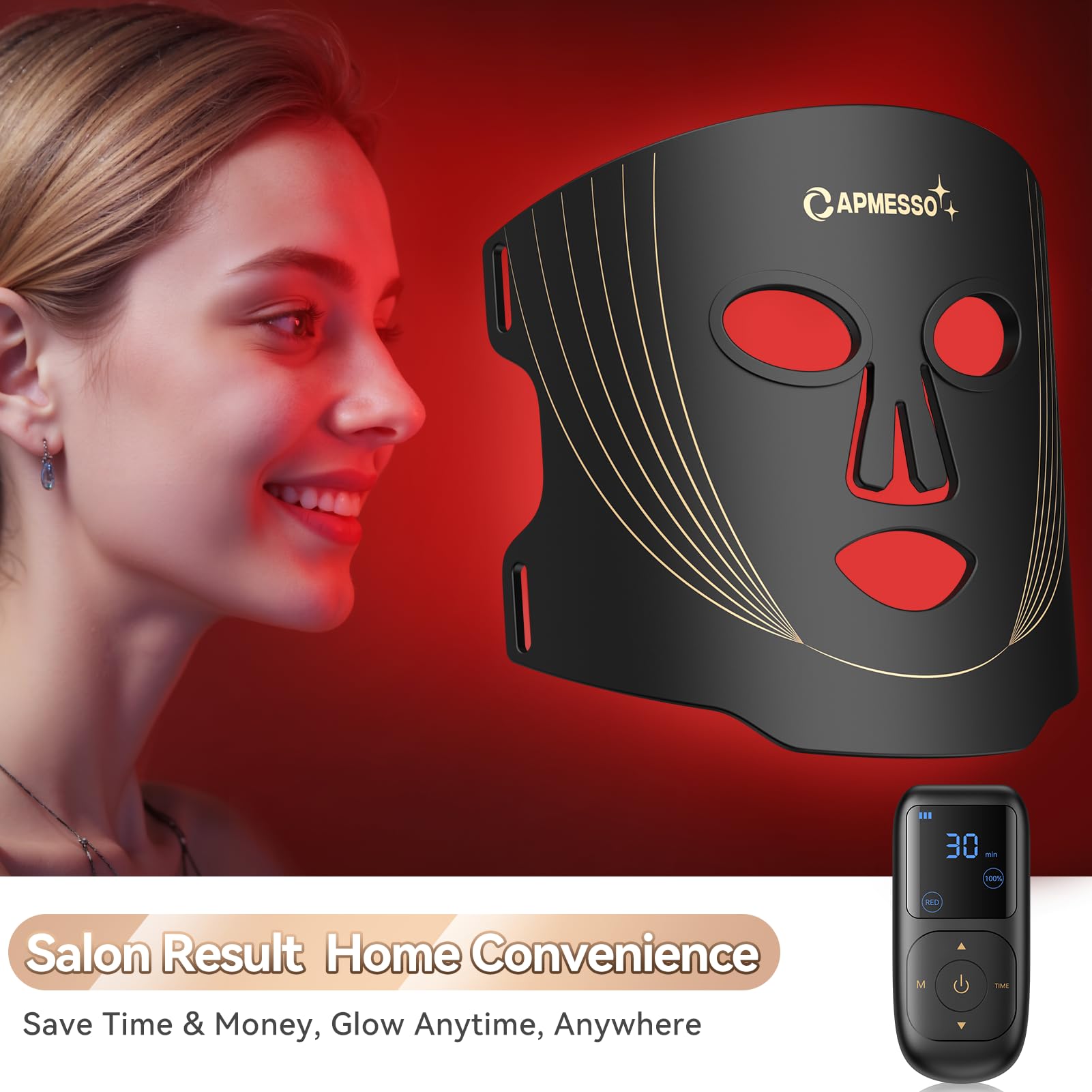 LED Mask – Maschera Luce Rossa Viso: 400 Perle LED Potenziate per Anti-età e Rigenerazione della Pelle con 4 Colori per Cura del Viso a Casa con Funzione Timer Telecomando e Protezione Occhi