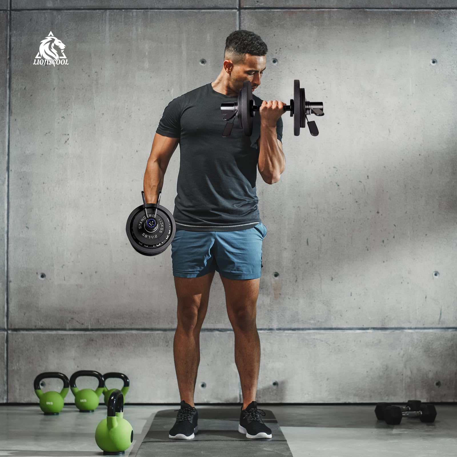 LIONSCOOL Pares de mancuernas cargables de 40.6 cm/50.8 cm en grado comercial, barra de mancuernas olímpicas resistentes para entrenamiento de fuerza, compatible con placas estándar de 2 pulgadas, 4