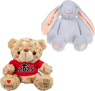 Personalized Bunny Stuffed Animals Custom Name Rabbit Stuffed Animal Bunny Plush for Easter Basket Stuffers Gifts