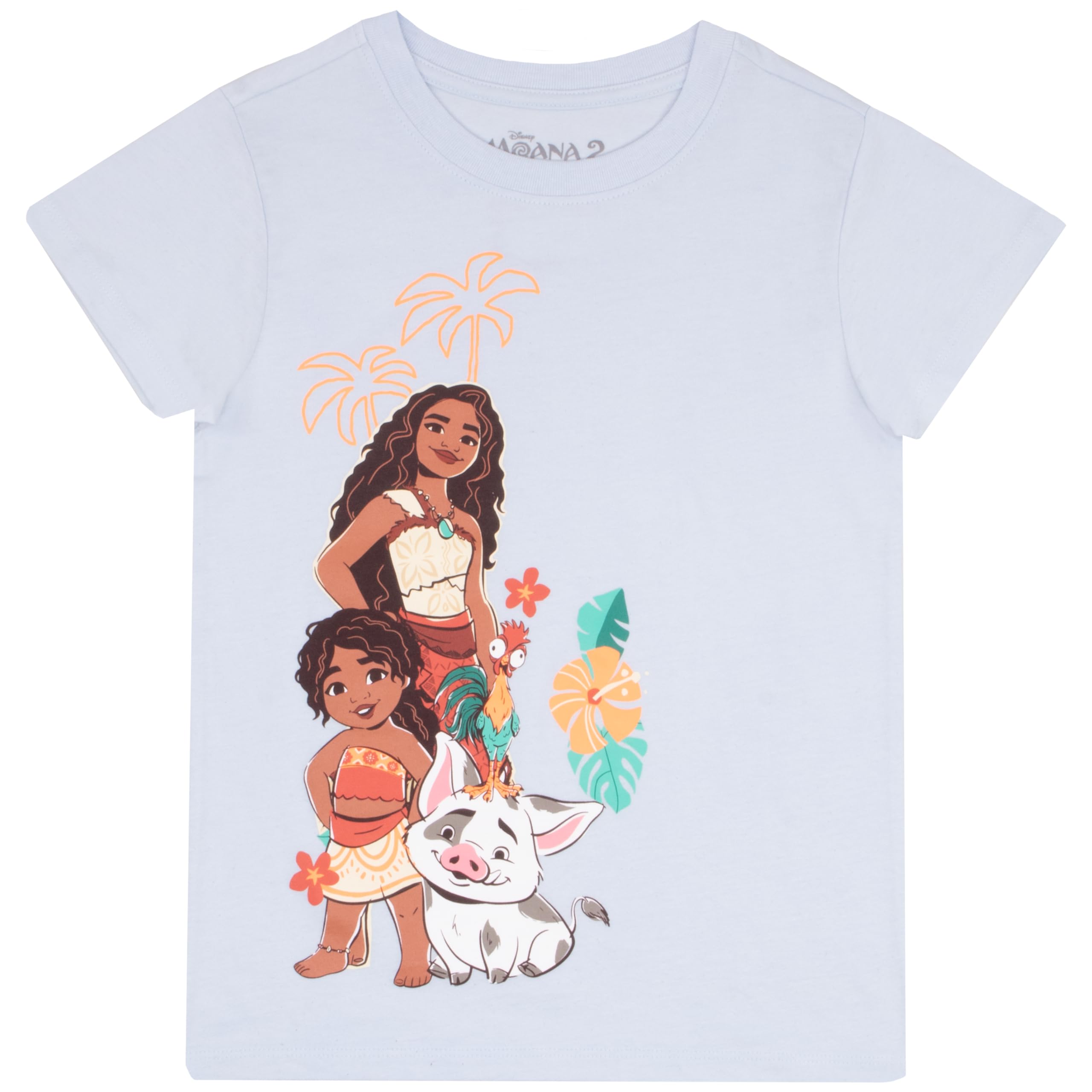 Disney Moana and Friends - T-shirt da ragazza con stampa grafica, confezione da 2, maglietta a maniche corte per bambini