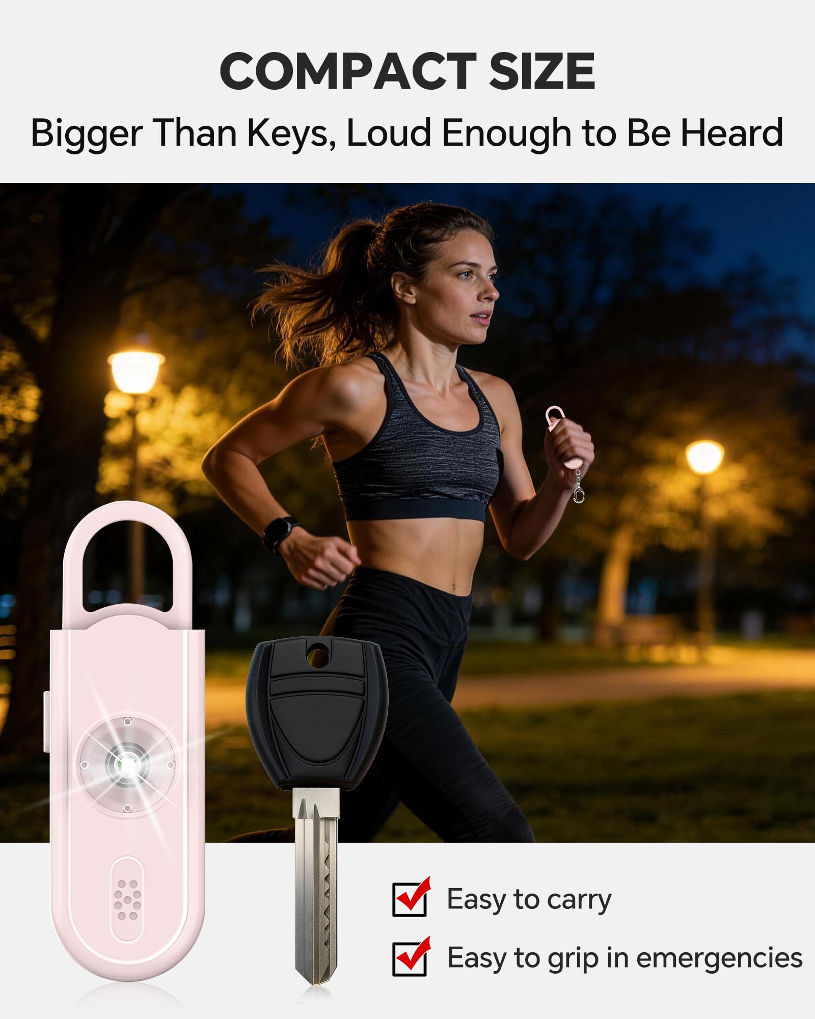 Safe Sound - Confezione da 2 allarmi personali da 130 dB, con sirena di emergenza, portachiavi con luce LED stroboscopica, sirena di sicurezza sonora personale, per donne, uomini, bambini, anziani
