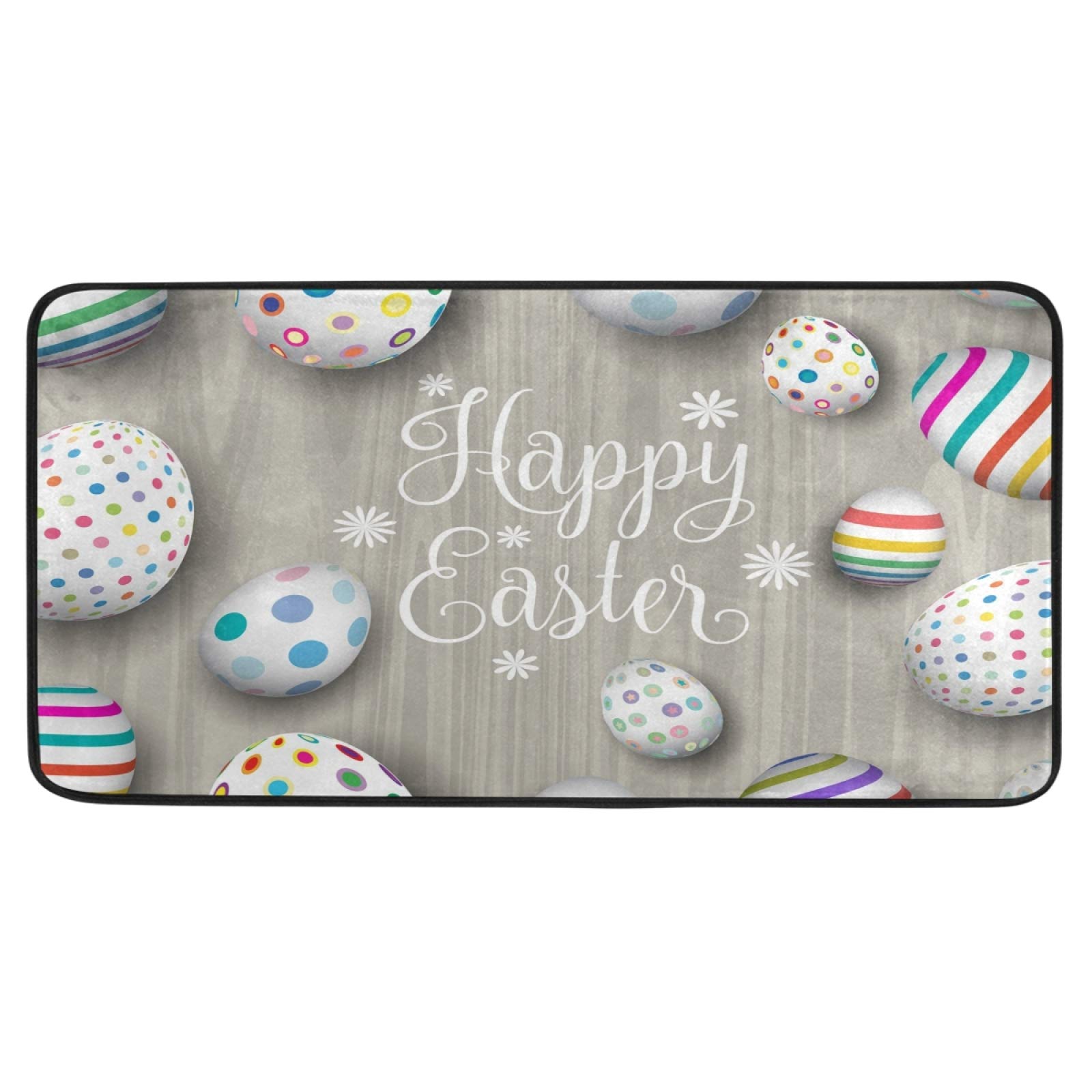 Easter Rugs Kitchen Rugs Runner Easter Eggs On Wood Doormat Bath Rugs Non Slip Area Rugs for Bathroom Kitchen Indoor 39