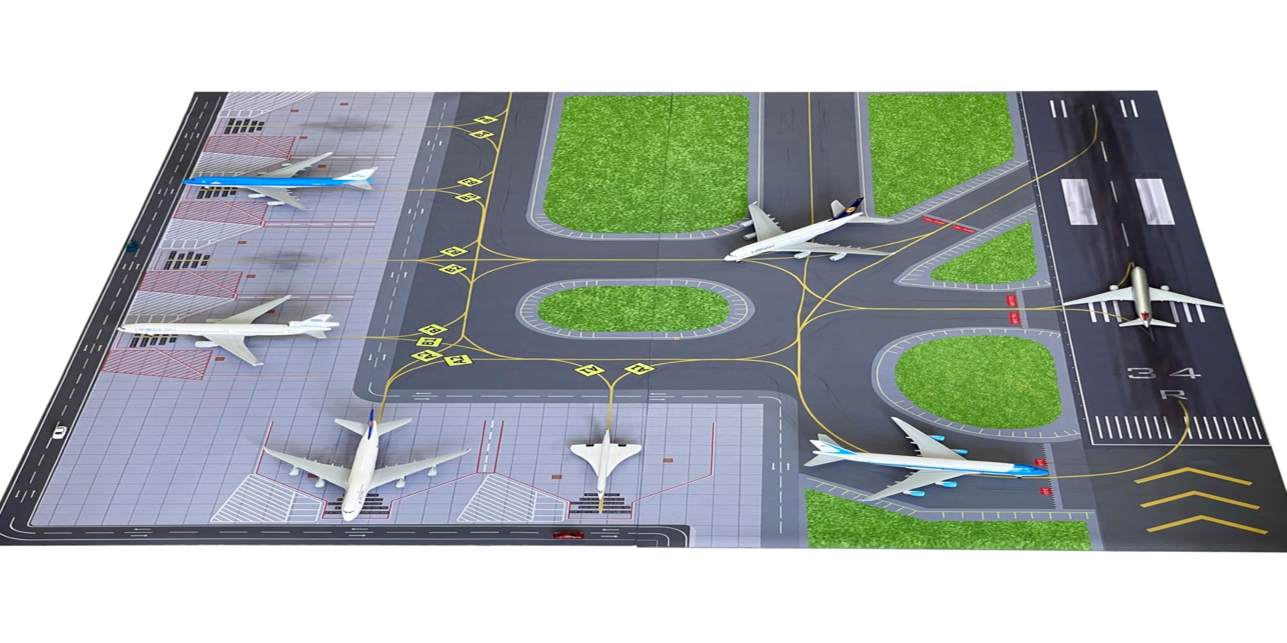 Gummi-Flughafen-Matte im Maßstab 1:400, repliziert eine realistische Flugzeug-Landebahn-Szene, große Flughafen-Matte zum Ausstellen und Sammeln