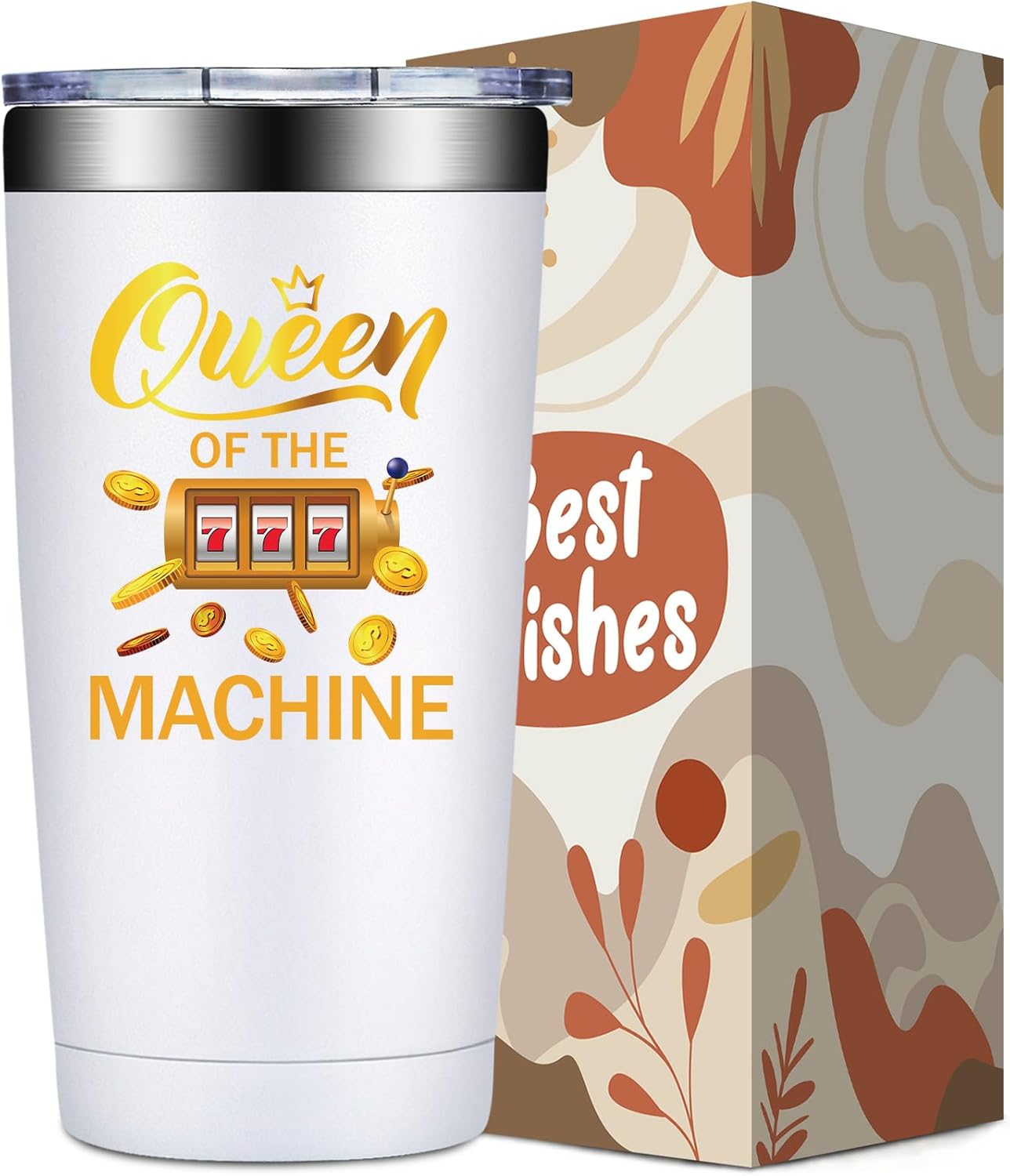 SpenMeta Gambling Gifts for Women - Casino, Slot Machine Present for Birthday Christmas, Queen of Machine 20 Oz Tumbler Cup