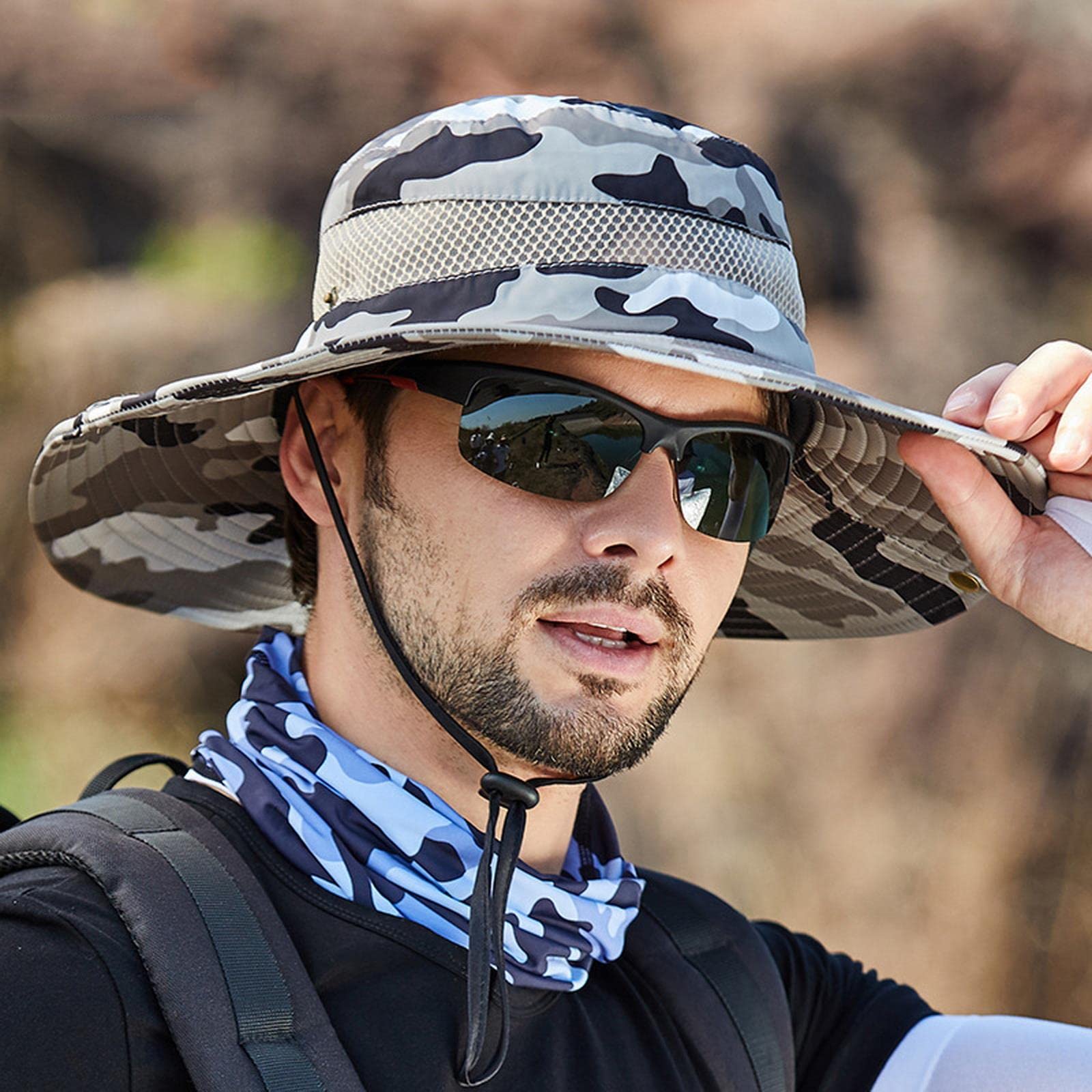 MOGSA Sombrero de pescador para hombre, sombrero de pesca, sombrero de verano, transpirable, para exteriores, sombrero de pesca, sombrero de montañismo