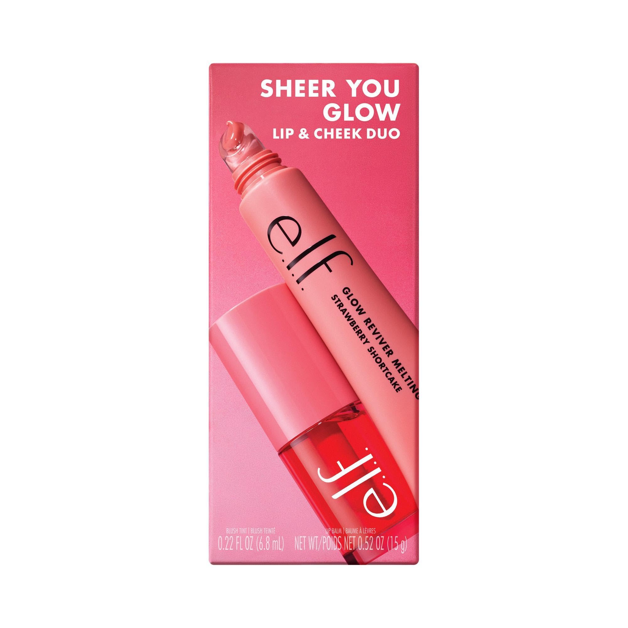 e.l.f. Sheer You Glow Lip & Cheek Duo, Sheer For It Blush Tint & Lip Balm