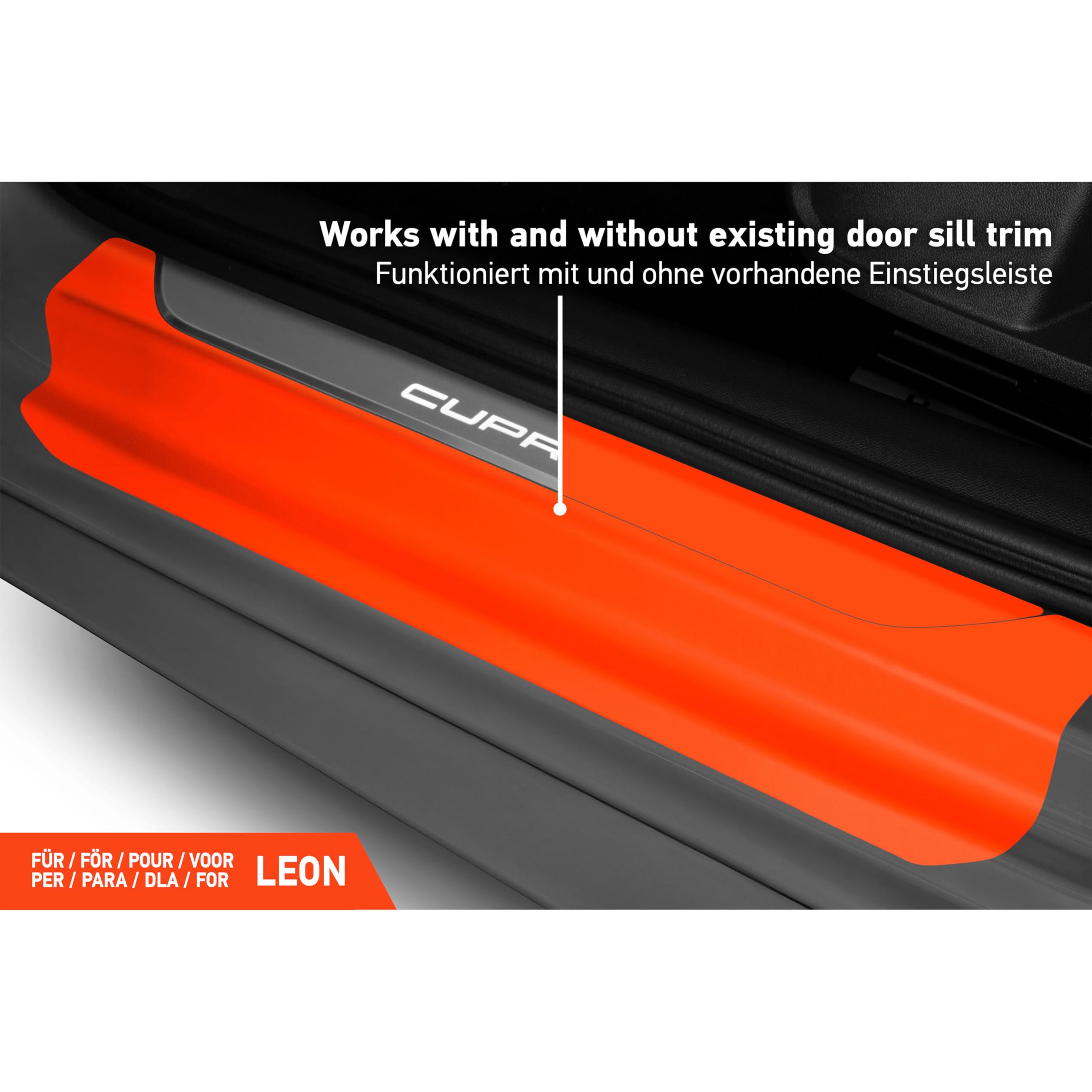 Luxshield folia ochronna progów kompatybilny z Seat Leon 4 (IV) KL I 2020-2026 - akcesoria, listwy ozdobne, folia ochronna na lakier - przezroczysty błyszczący