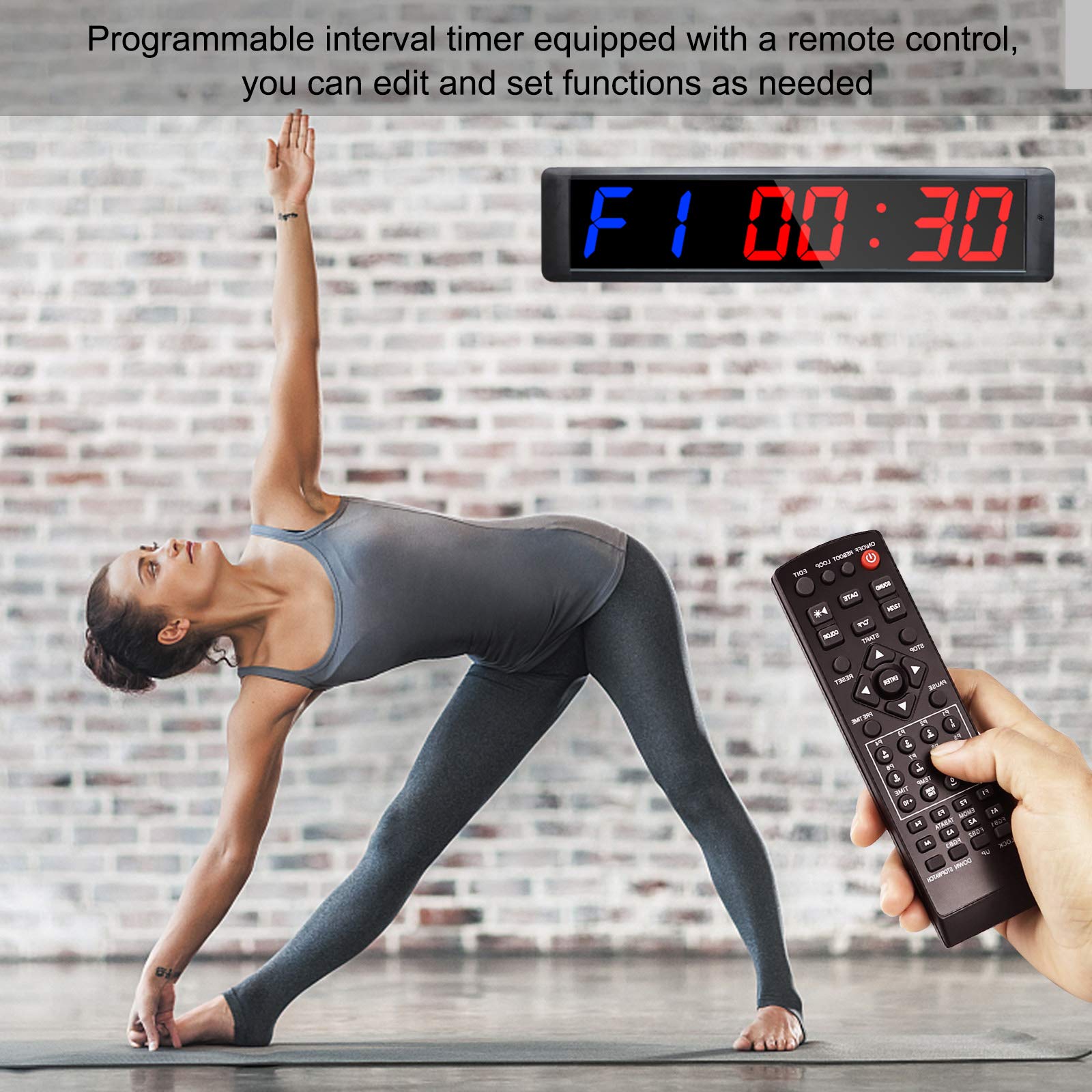 LED Temporizador de Entrenamiento de Intervalo, Cronómetro, Reloj de Cuenta Atrás/Arriba, Temporizador de Gimnasio con Remoto para Gimnasio en Casa Garaje Fitness 4 "6 dígitos(Azul/Rojo)