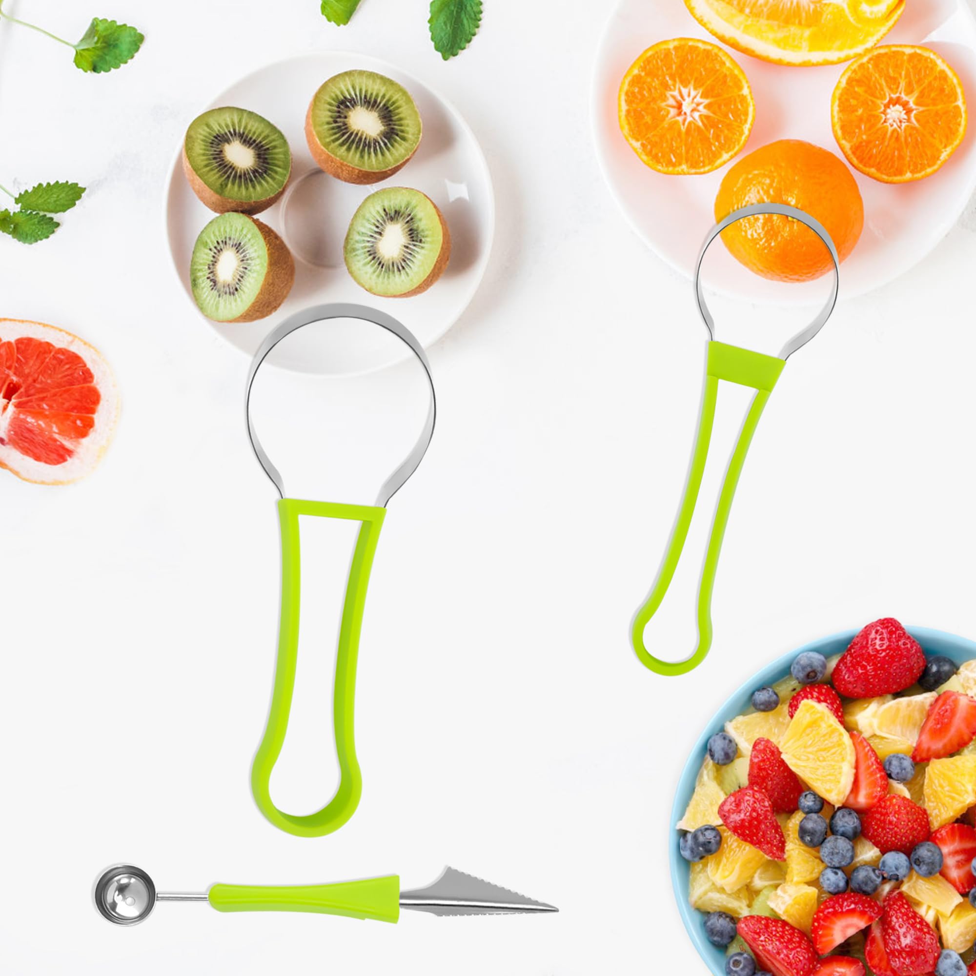 4-teiliges Edelstahl Melonenschäler Set - Auch Für Obst & Kartoffeln, Mit Ergonomischem Griff