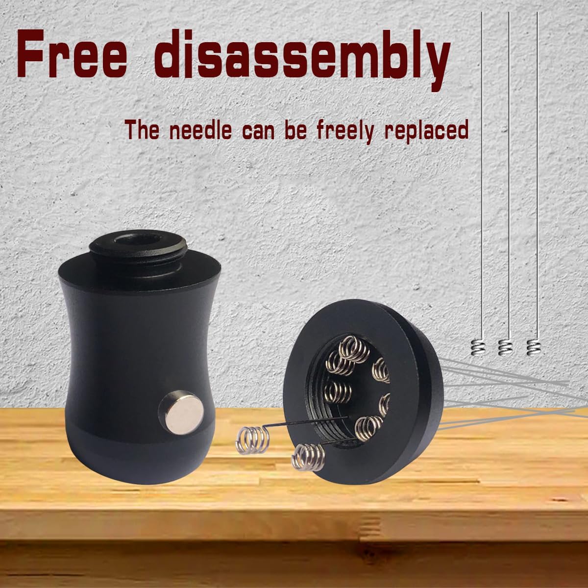 Magnetic Espresso Distribution Tool - Flick WDT Tool with 8x0.4mm Stainless Steel Needles & 3 Extra Replacements, Precision Espresso Distributor for Baristas (Black)