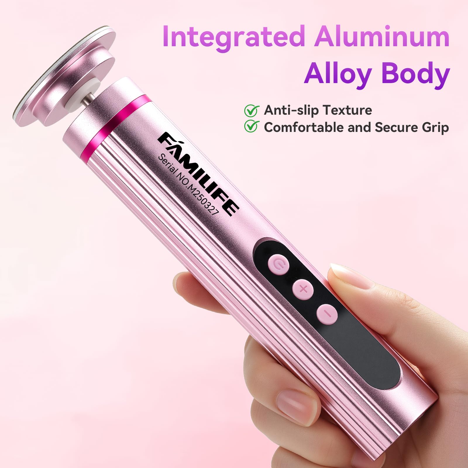 FAMILIFE Lime électrique pour callosités - Outil de pédicure rechargeable avec écran d'affichage, disques de papier abrasif remplaçables, rotation avant et arrière, pour homme et femme