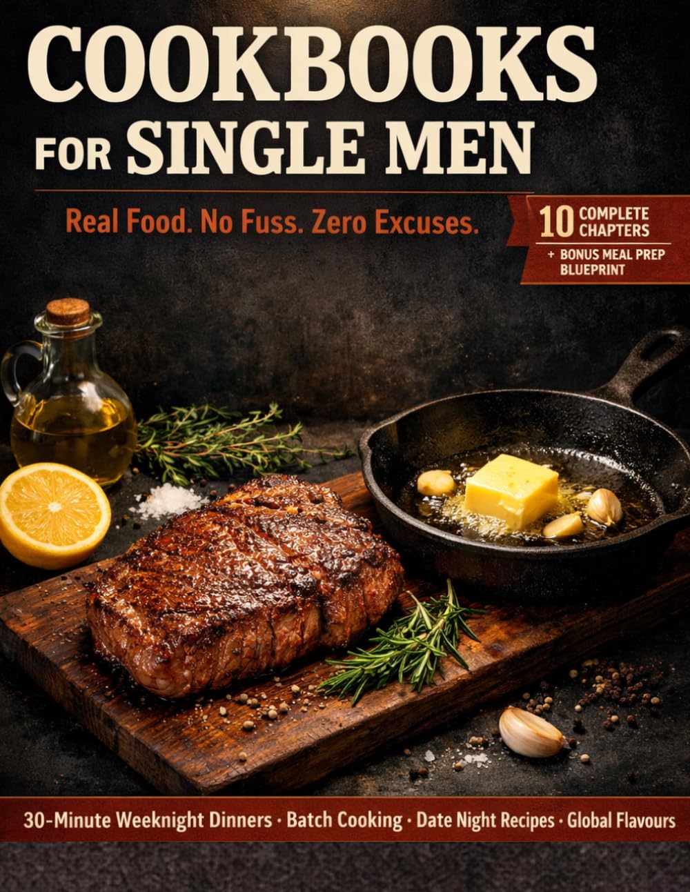 Cookbooks for single men: The Complete No-Fuss Recipe Guide for Single Men — 30-Minute Meals, Batch Cooking, Date Night Dinners, and the Ultimate Weekly Meal Prep System