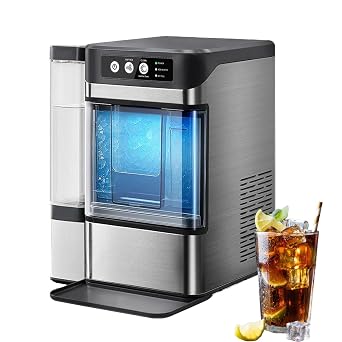 Portable Ice Maker with Self-Cleaning Feature, Soft Chewable Pellet Ice for Home, Office, and Bar Use