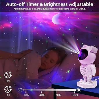 Coverzone Astronaut Projector Ambians Night Light with Bluetooth Connection and Remote Control Galaxy and Star Reflection with Space Effects 12cm x 22cm MXS-003 (MXS-003) [Energy Class A+]