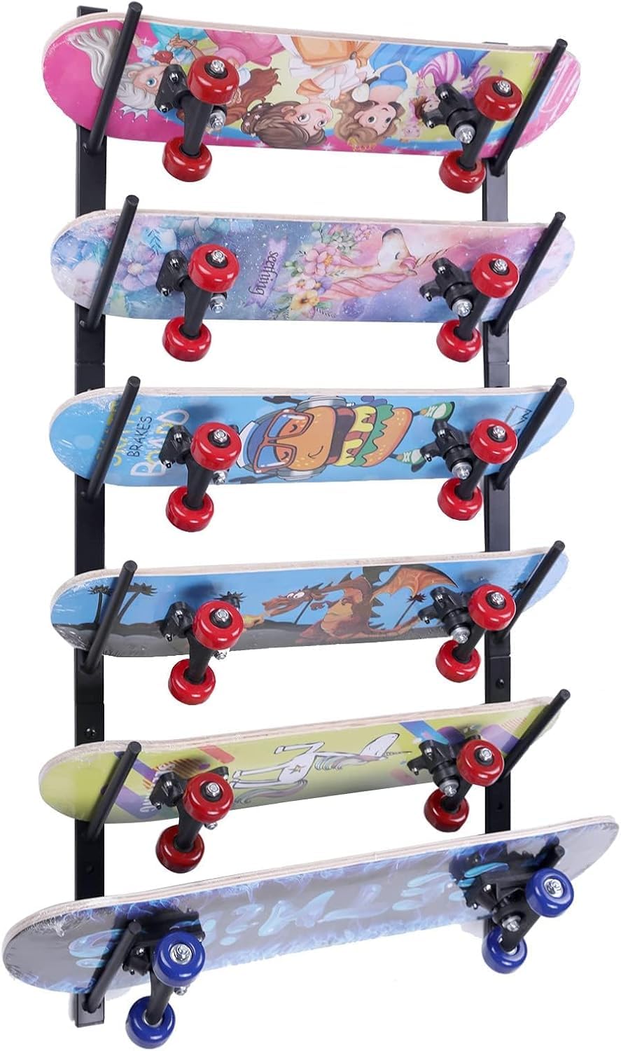 Support mural pour skateboard à six étages pour optimiser votre garage