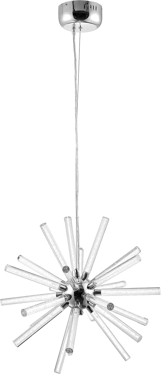 SAFAVIEH PND4103A Lighting Collection Gema Chrome and Clear Sputnik Adjustable 22-inch LED Pendant