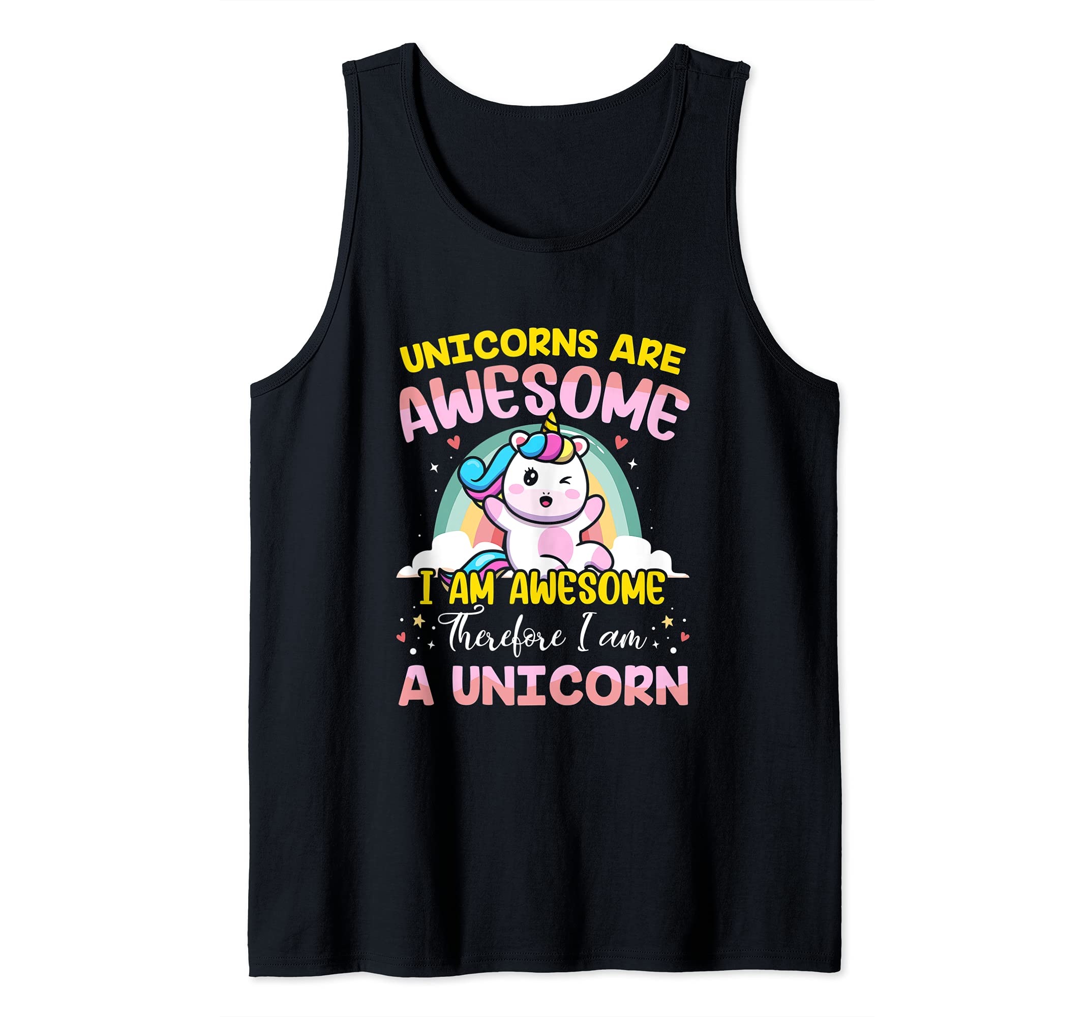 Unicorns Are Awesome I Am Unicorn Colorful Fantasy Animal Tank Top, Black