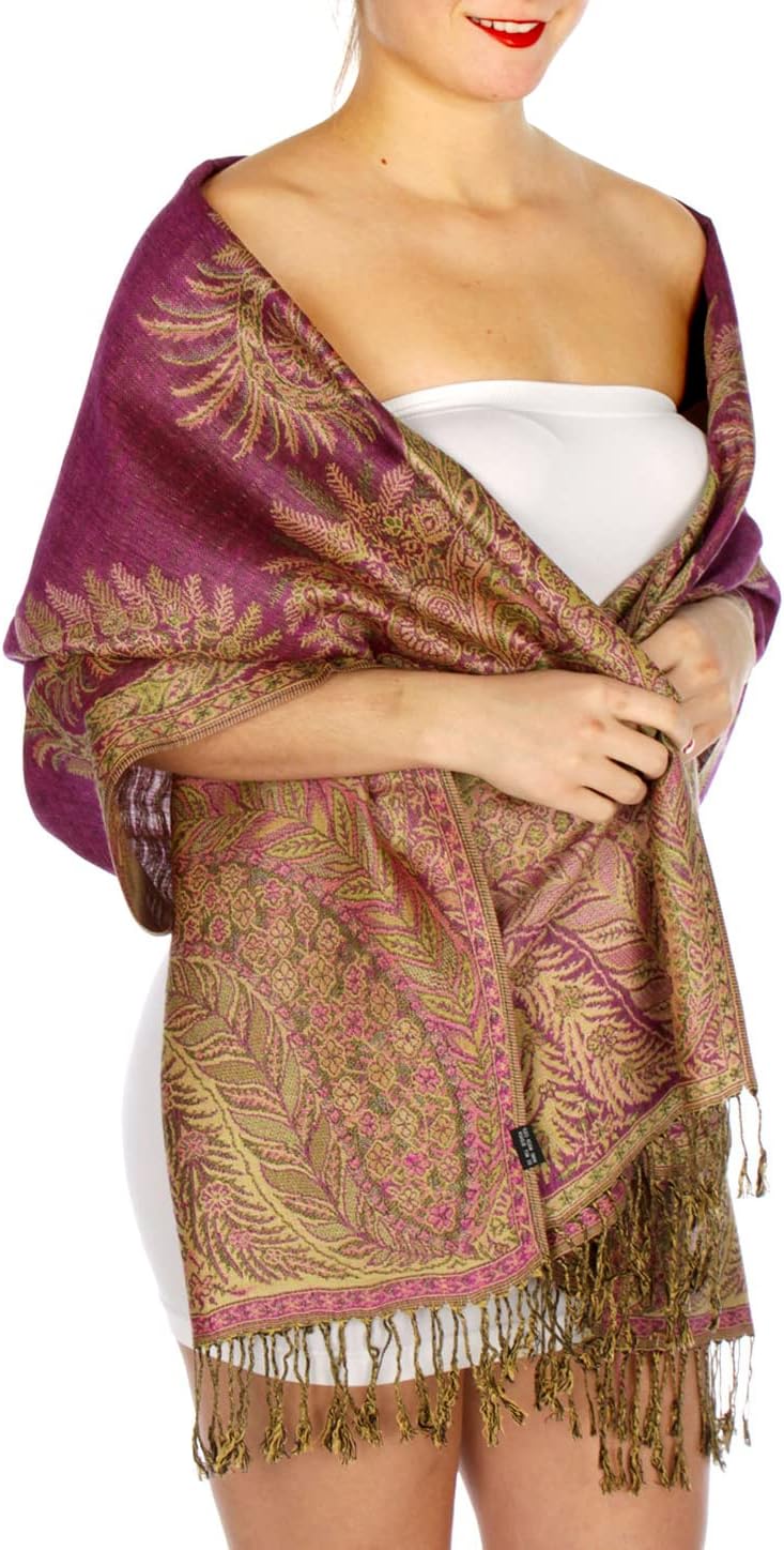SERENITA Pashmina Scarf for Women Large Cashmere feel Big Paisley Rave Shawl Wraps, Soft Scarves Travel Accessories - Image 3