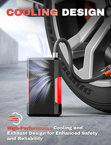 Miniatura 9 de JF.EGWO Inflador de neumáticos, compresor de aire portátil, inflado 2 veces más rápido, inflador de neumáticos inalámbrico de 200 PSI con pantalla