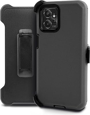 Customerfirst for Motorola Moto G-Power/G-5G Case 2023 case, Heavy Duty Hard Shockproof Armor Case Cover with Belt Clip Holster with Built in Screen Protector (Black)