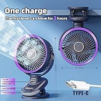 Vista 2 de Auto Rotating Oscillating Fan for Bedroom,Portable USB Rechargeable Desk Fans Small Quiet, 5 Speed Mini Table Fan for Office,Clip on Fan for