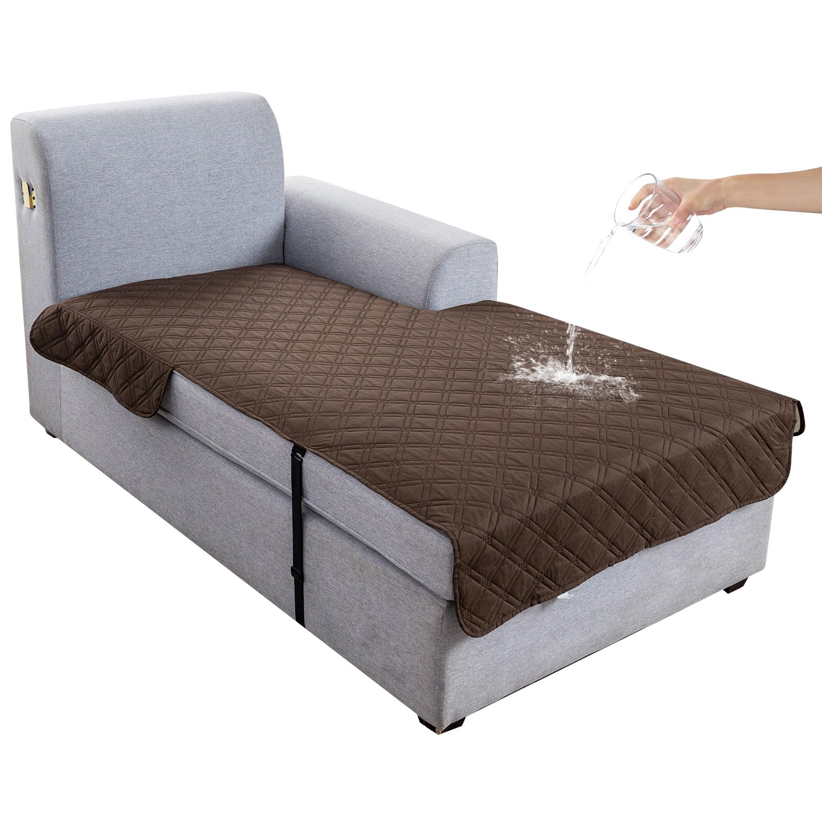 Genina L Shape Couch Cover, Sectional Couch Chaise Covers, Waterproof Washable Sofa Covers for Right L Shape Chaise Lounge, Anti-Slip Sofa Slipcovers for Dogs Cats Pet Friendly(Chololate)