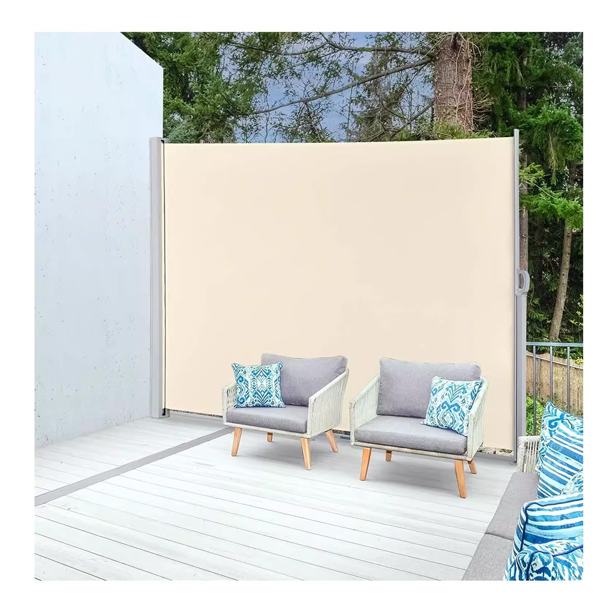 Toldo lateral retráctil impermeable gris para jardín y balcón de 160x300 cm