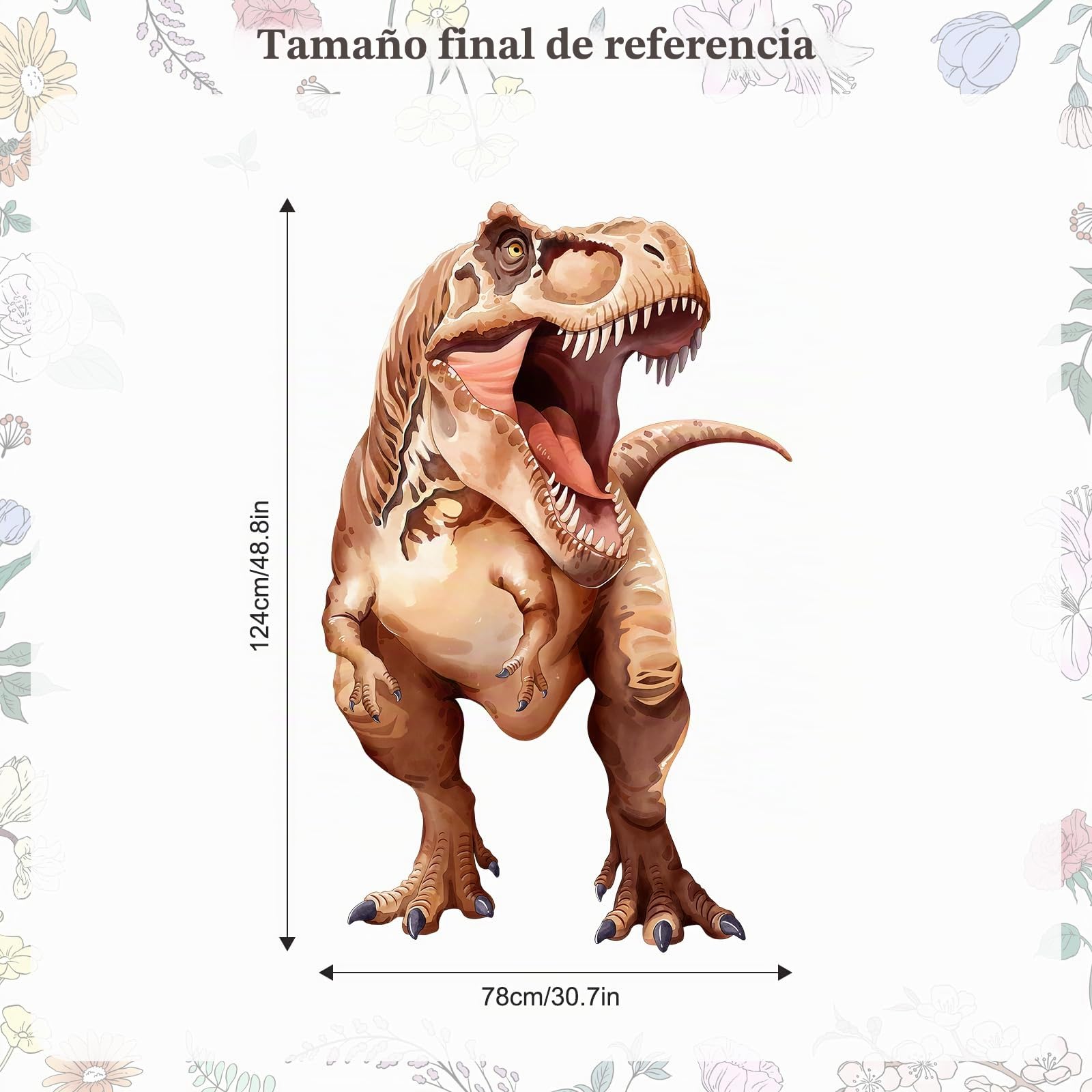 Pegatinas de Pared Dinosaurio Grande, Vinilos Decorativos Pared Tiranosaurio Dino, Adesivos Paredes Decoración para Habitación Infantil Dormitorio ludoteca (W78 * H124 cm)
