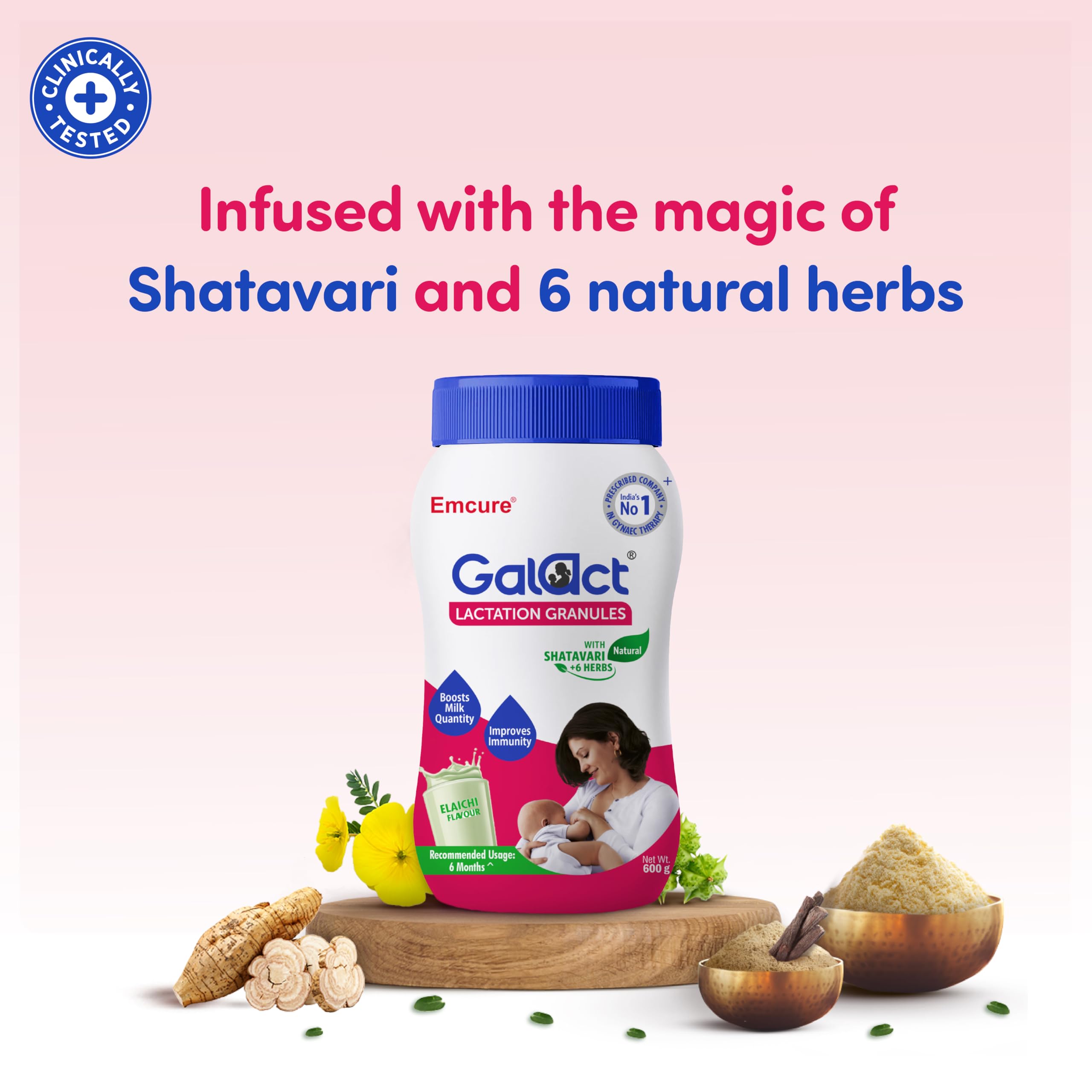 Galact Lactation Granules 600g x 2 for Breastfeeding Mothers | 4X Breast Milk Boost | Clinically Tested Lactation Supplement | Shatavari & 6 Herbs | Boost Immunity | Elaichi Flavour | 60 Days Pack 3