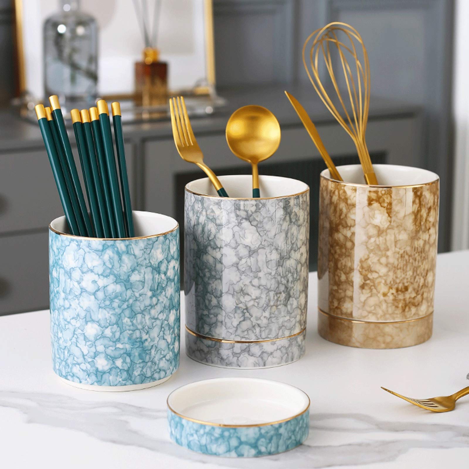 Utensilienhalter LEuche Luxus Keramik Besteck Abtropfer und Organizer Kreativität Utensil Trocknung Rack Essstäbchen Halter Home Küchenutensilien Essstäbchen Halter Besteckhalter ( Color : B )
