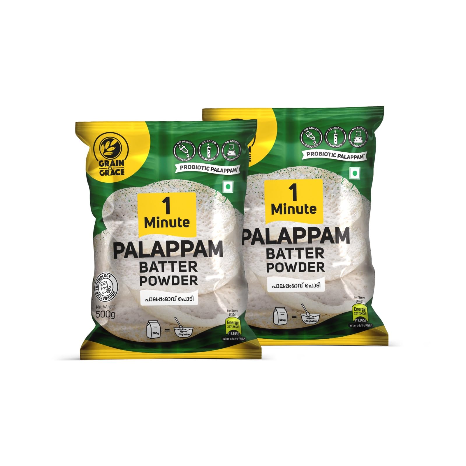 Grain 'N' Grace 1 Minute Palappam Batter Powder Pack Of 2(500G Each)