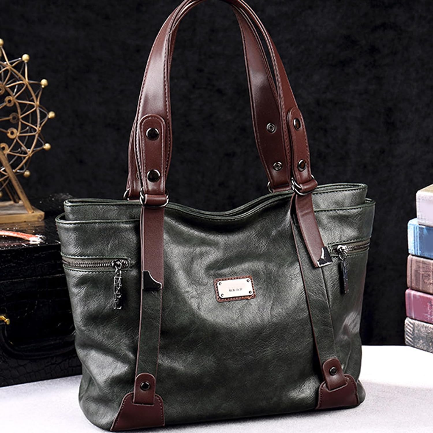 Leather Shoulder Purses Women Toted Handbags Top Handle Bag Trendy Satchel Handbag Crossbody Bags with Detachable Strap Top H
