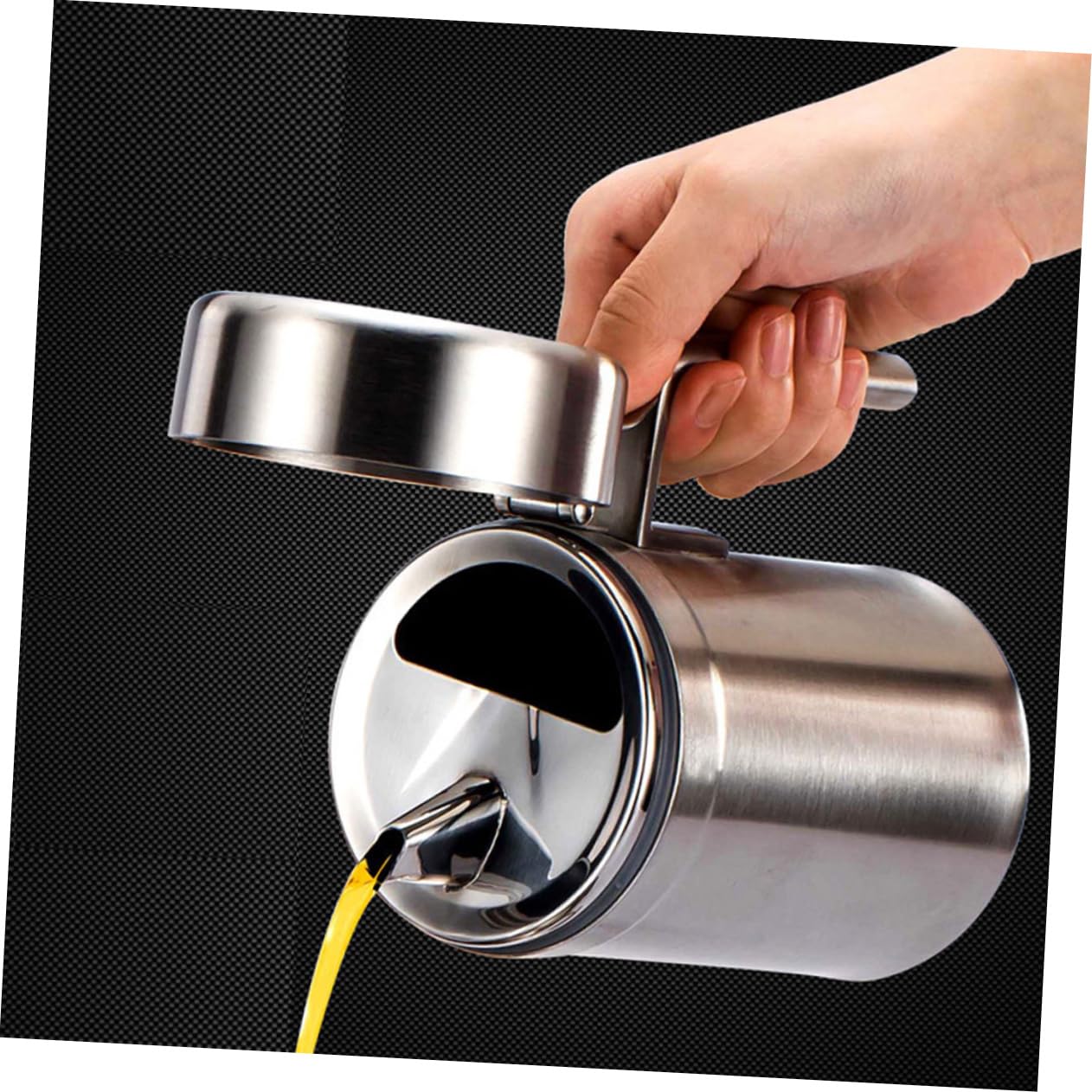 IMIKEYA 550ml Edelstahl Ölkanne Auslaufsicherer Ölspender Mit Deckel Für Küche Ölbehälter Für Olivenö Und Essig Praktische Küchenutensilien Aus 304 Edelstahl