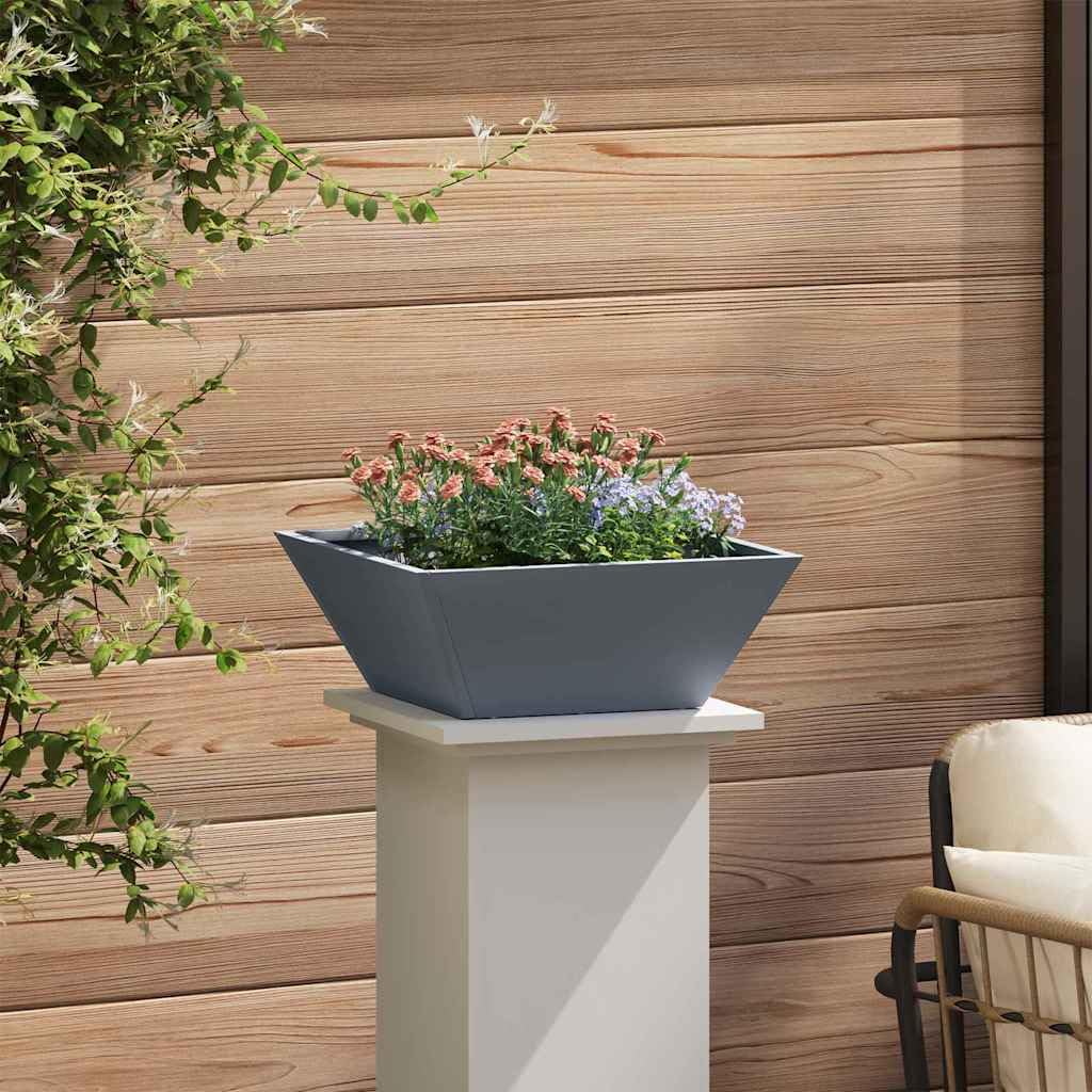 Garten-Pflanzgefäß Anthrazit 40x40x15 cm - Quadratischer Pflanzkasten aus Kaltgewalztem Stahl für Garten und Terrasse - Robuster Metall Blumenkasten in Trapezform