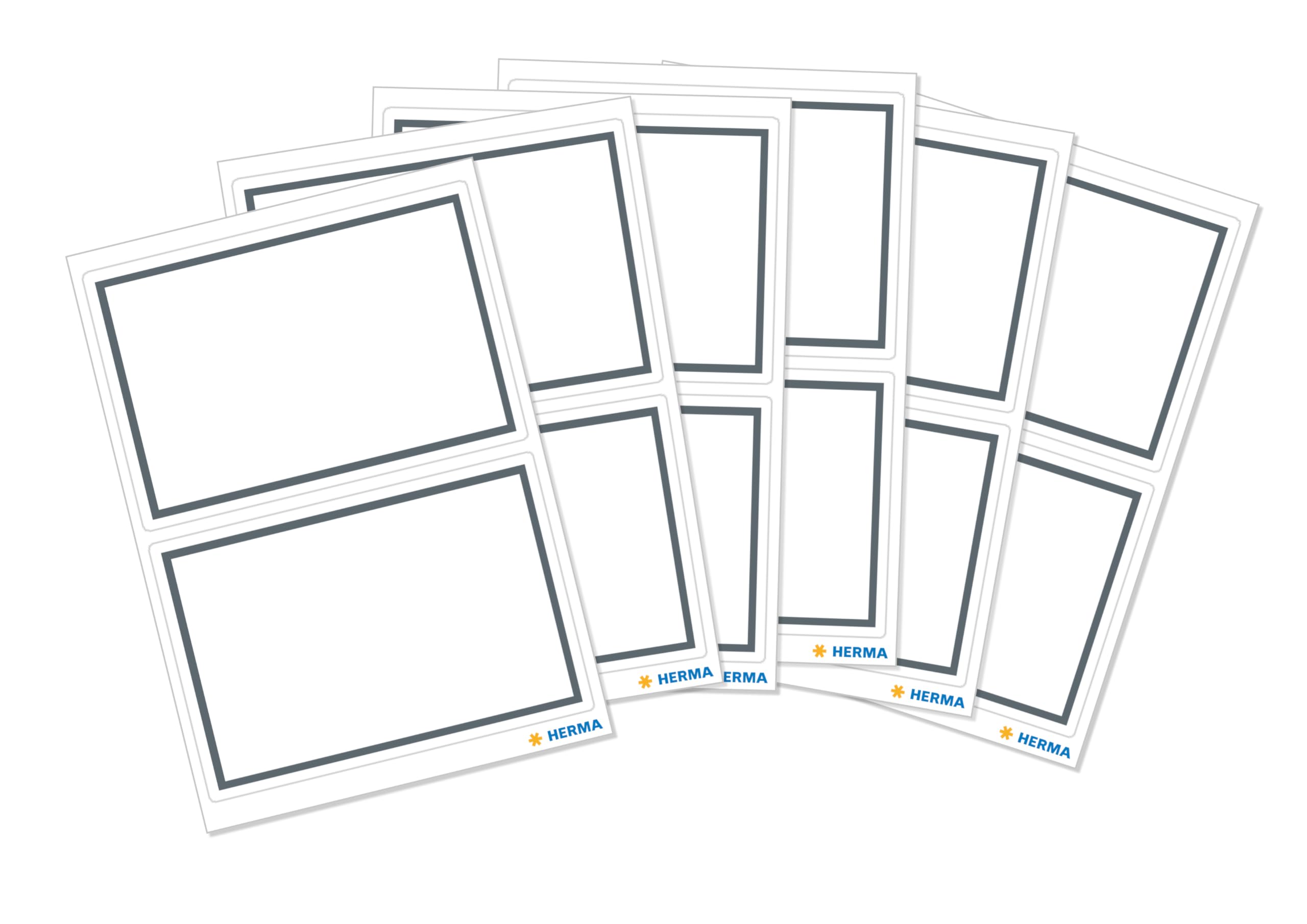 HERMA 5715 Book Labels for Writing on Neutral Grey Border, Pack of 12, 82 x 55 mm, Self-Adhesive Book Stickers for School, Children, Girls, Boys, Blank Book Labels Stickers, White
