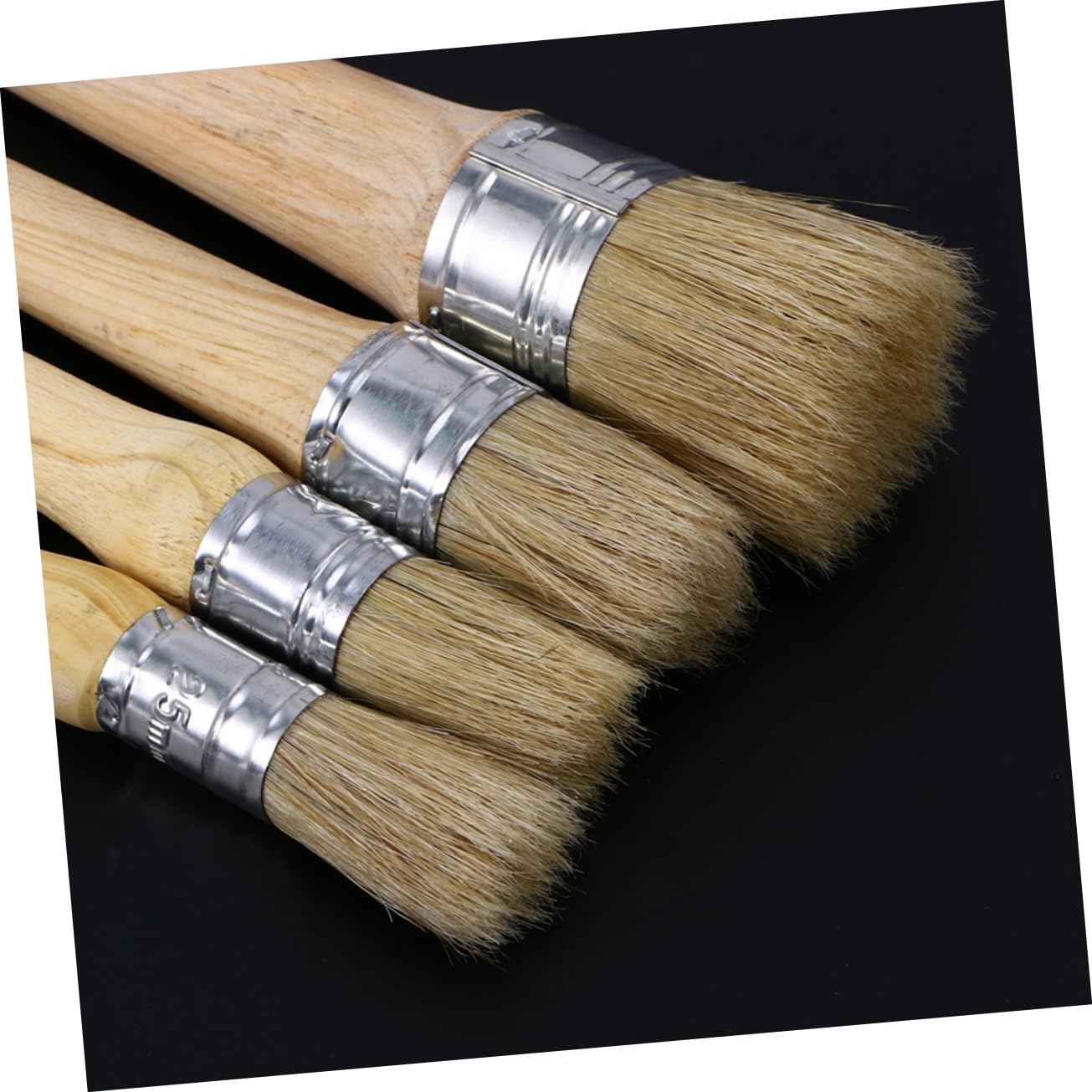 Lurrose Brosse à Cire Ronde à Long Manche, Lot de 4, Tête Large