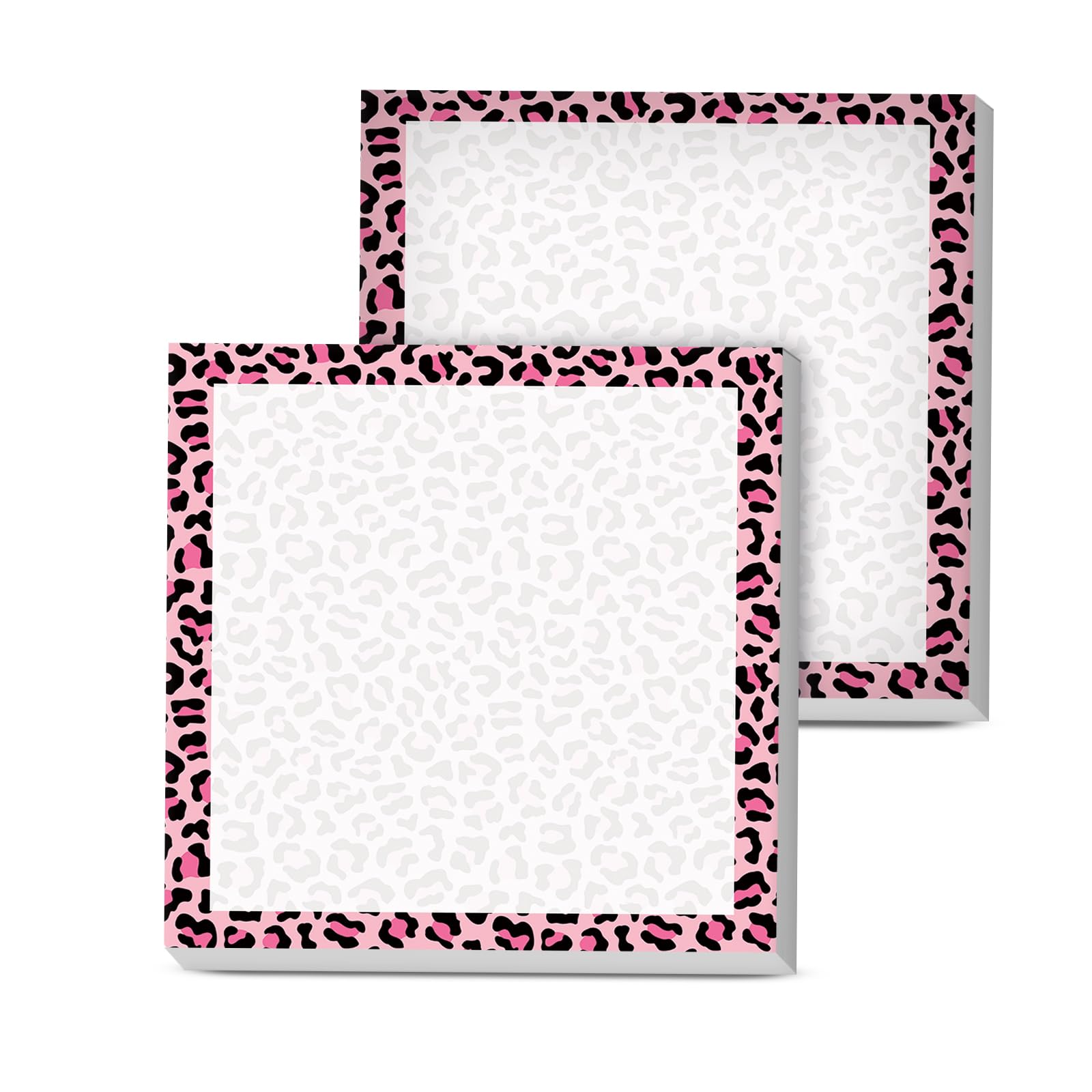 AOPEFNX Sticky Notes, 2 Pads, 3x3 inches, Cute Colorful Fun Self-Stick Note Pads, Easy Post, Strong Adhesive Notepad Pink Leopard