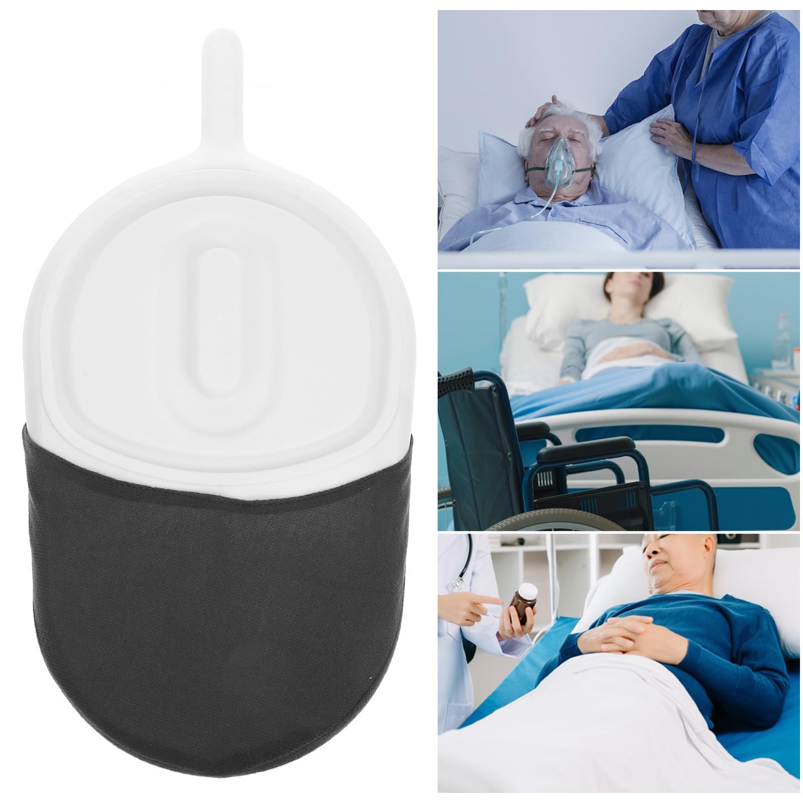 KICHOUSE Padella per Pazienti Anziani Manico in Plastica Bianca, Vaso da Notte Domestico Coperchio e Contenitore Staccabile, Orinatoio Pratico per Uso Ospedaliero e Assistenza Domiciliare