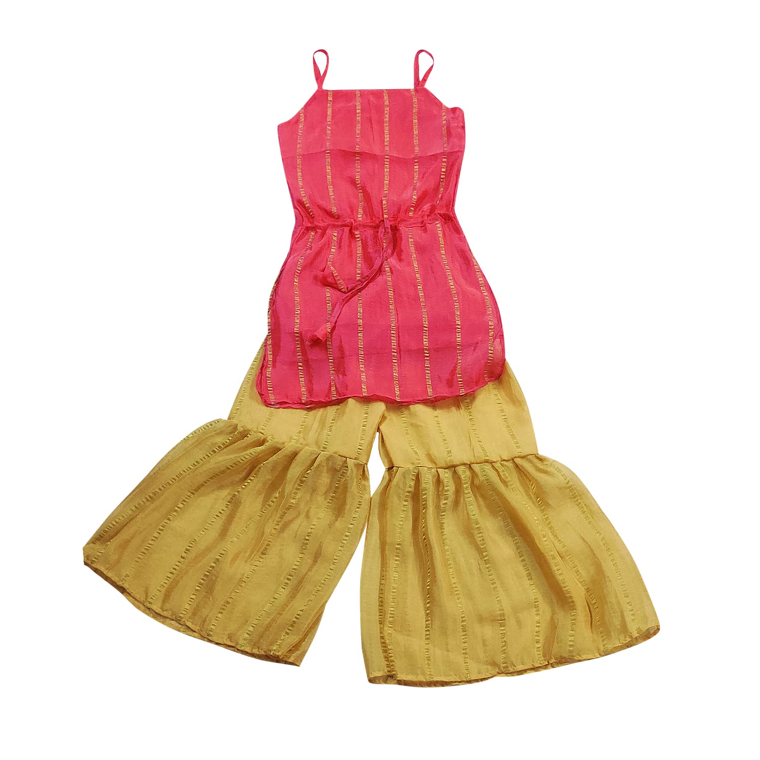 TINSIE Baby Girl Pure Viscose Top Kurta Sharara Set Party Wear (2-3 Years, pink) 1