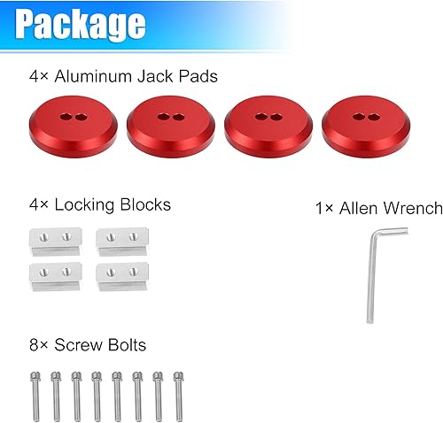 Miniatura 7 de X AUTOHAUX 4 almohadillas de aluminio Jack Pucks para Chevrolet Corvette C5 C6 C7 C8 Z06 ZR1 1997-2021 Jacking Lift Pad Jack Lift Pad adaptador rojo