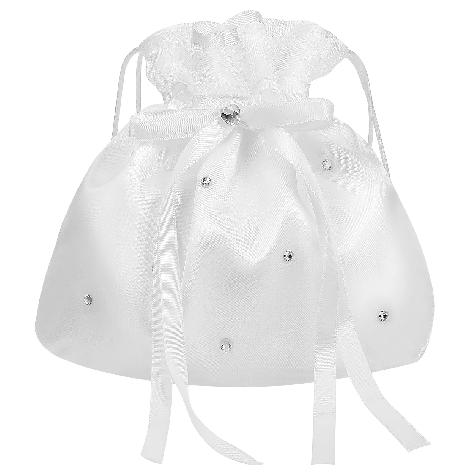 communion Bags for Girls White, Bridesmaid Bridal Handbag 1PCS Money Bag for Wedding Bride Purse Bridesmaid White Purse Wedding Bride Money Drawstring Party Favor